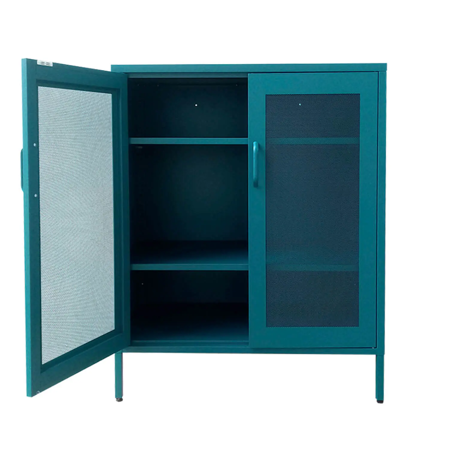 GABINETE PUERTAS DE MALLA METALICA CON REPISAS COLOR VERDE PETROLEO MOBITAT - 2