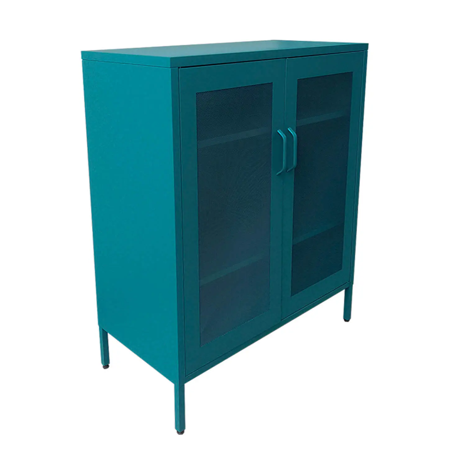 GABINETE PUERTAS DE MALLA METALICA CON REPISAS COLOR VERDE PETROLEO MOBITAT - 3