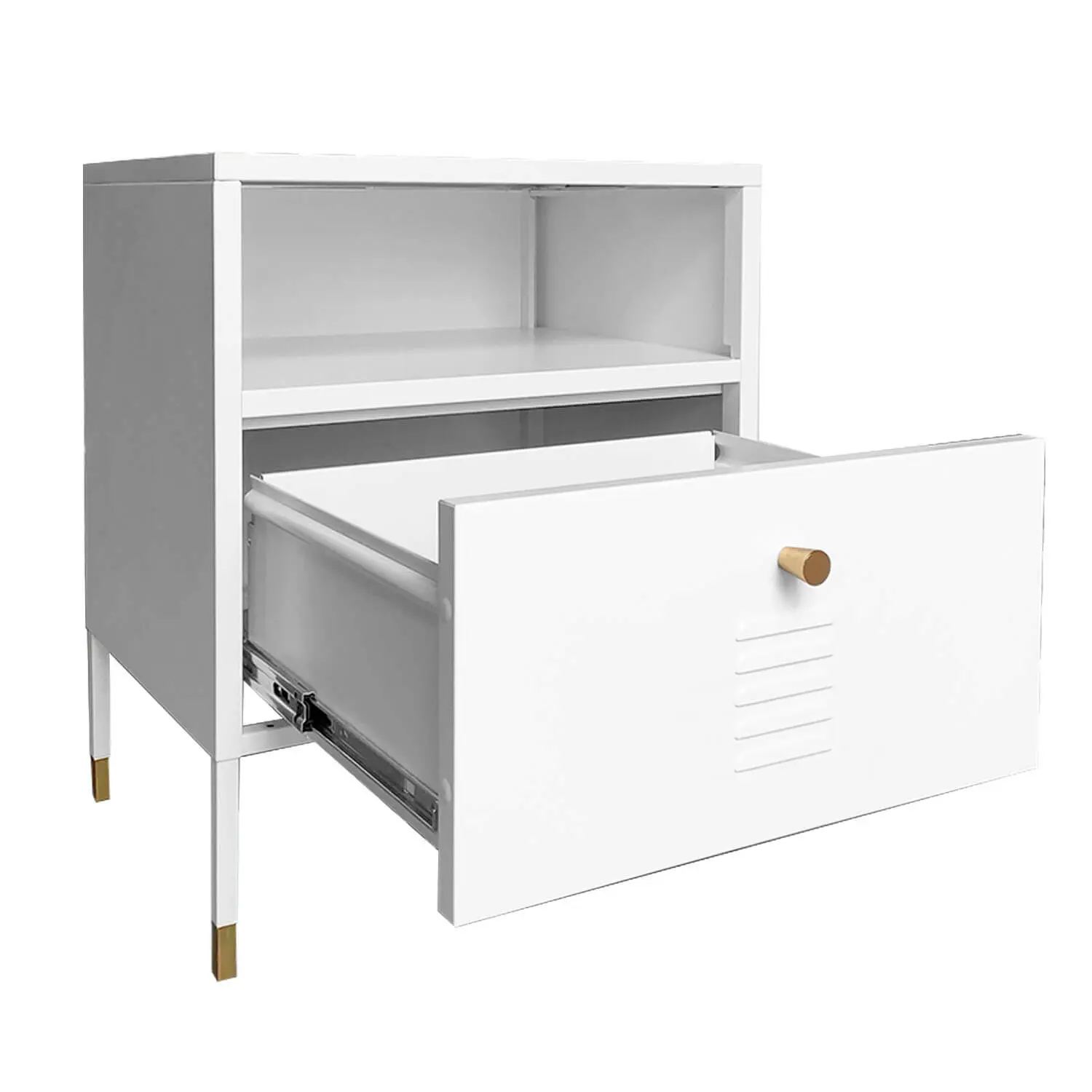 VELADOR METALICO CON CAJON BLANCO MOBITAT - 2
