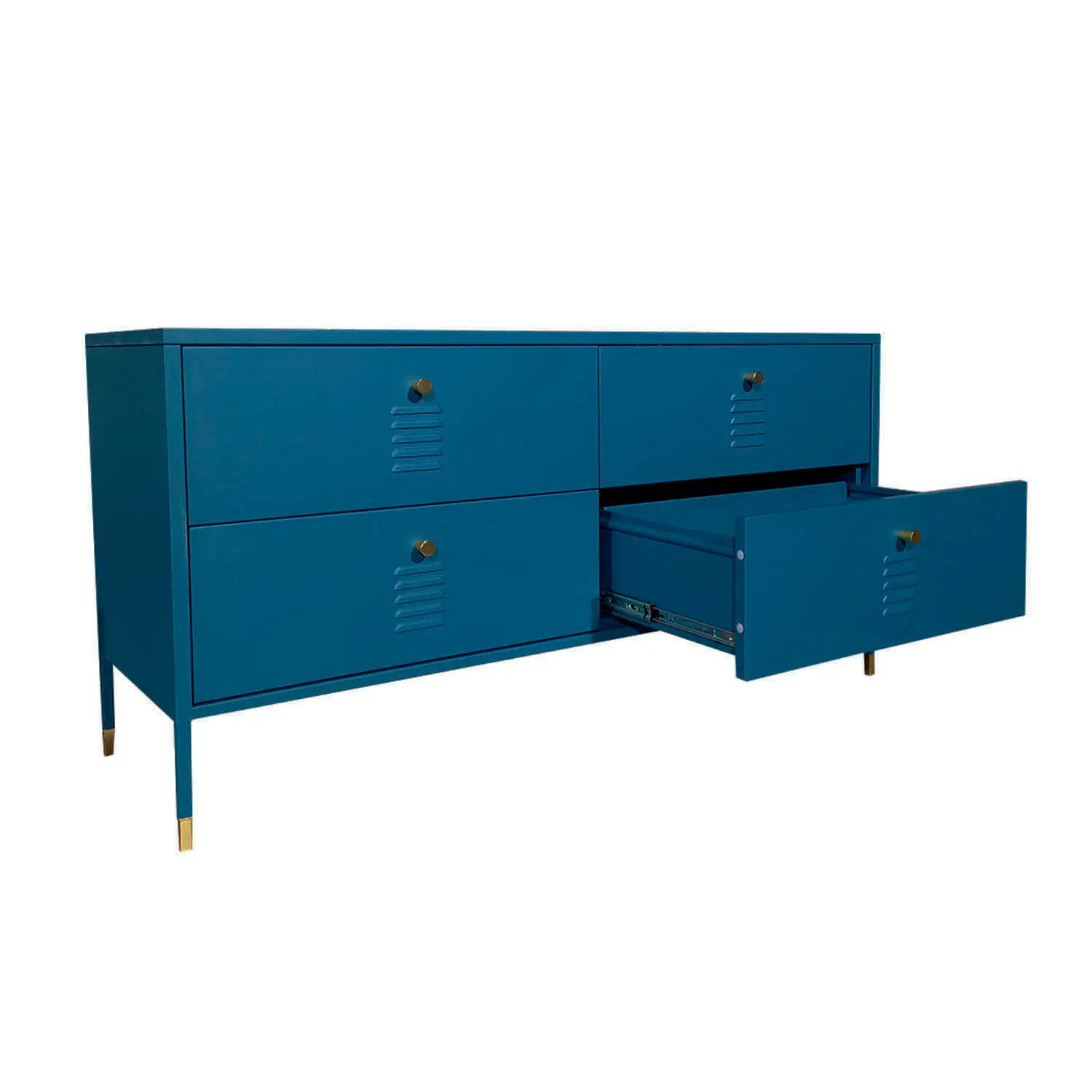 COMODA  TIPO RACK 4 CAJONES METALICA VERDE PETROLEO MOBITAT - 2