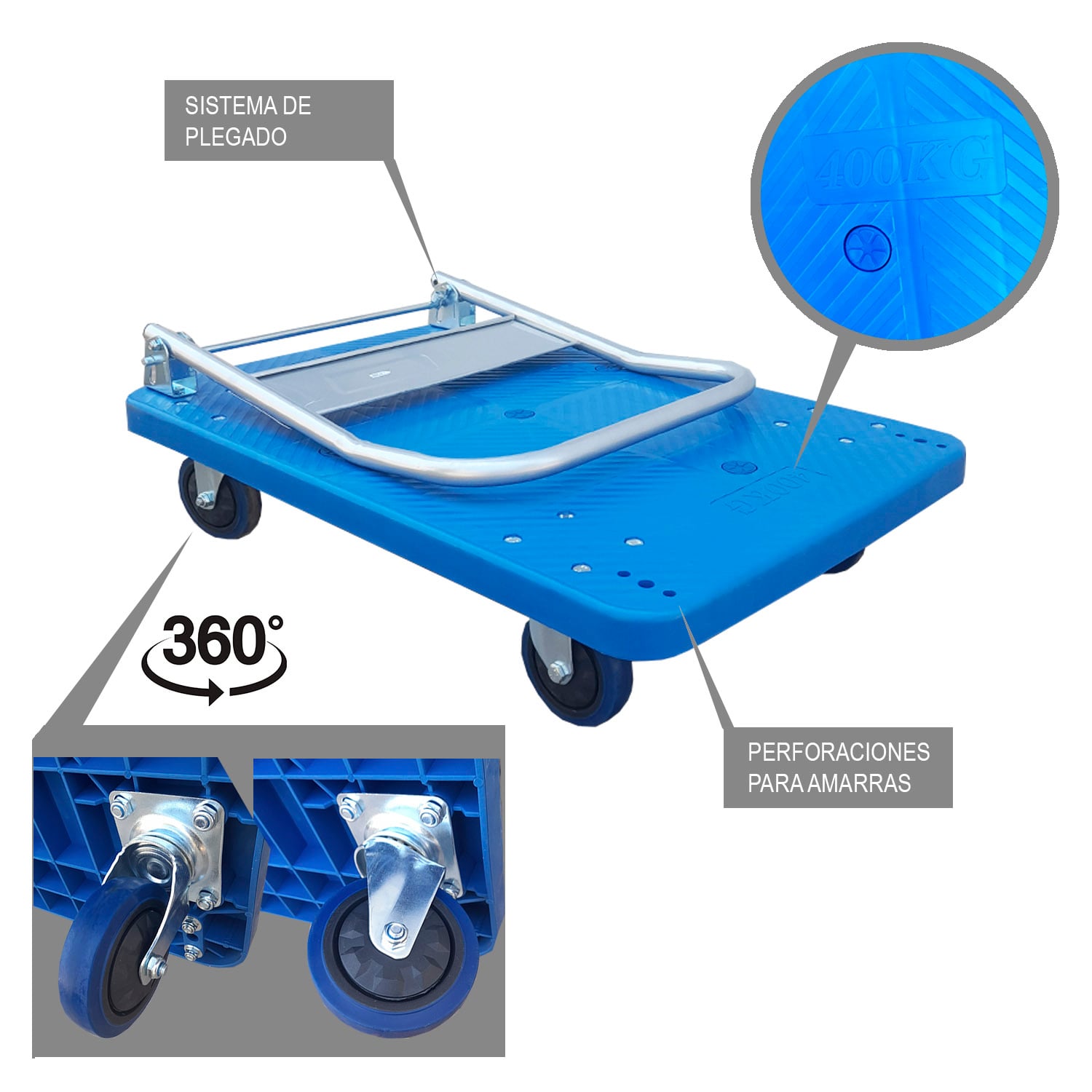 CARRO TRANSPORTADOR DE CARGA 400 KG PLEGABLE - 3