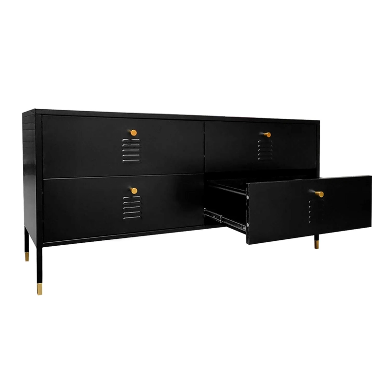 COMODA  TIPO RACK 4 CAJONES METALICA EN COLOR NEGRO MOBITAT - 2