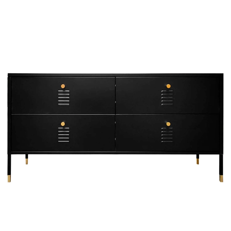 COMODA  TIPO RACK 4 CAJONES METALICA EN COLOR NEGRO MOBITAT - 3