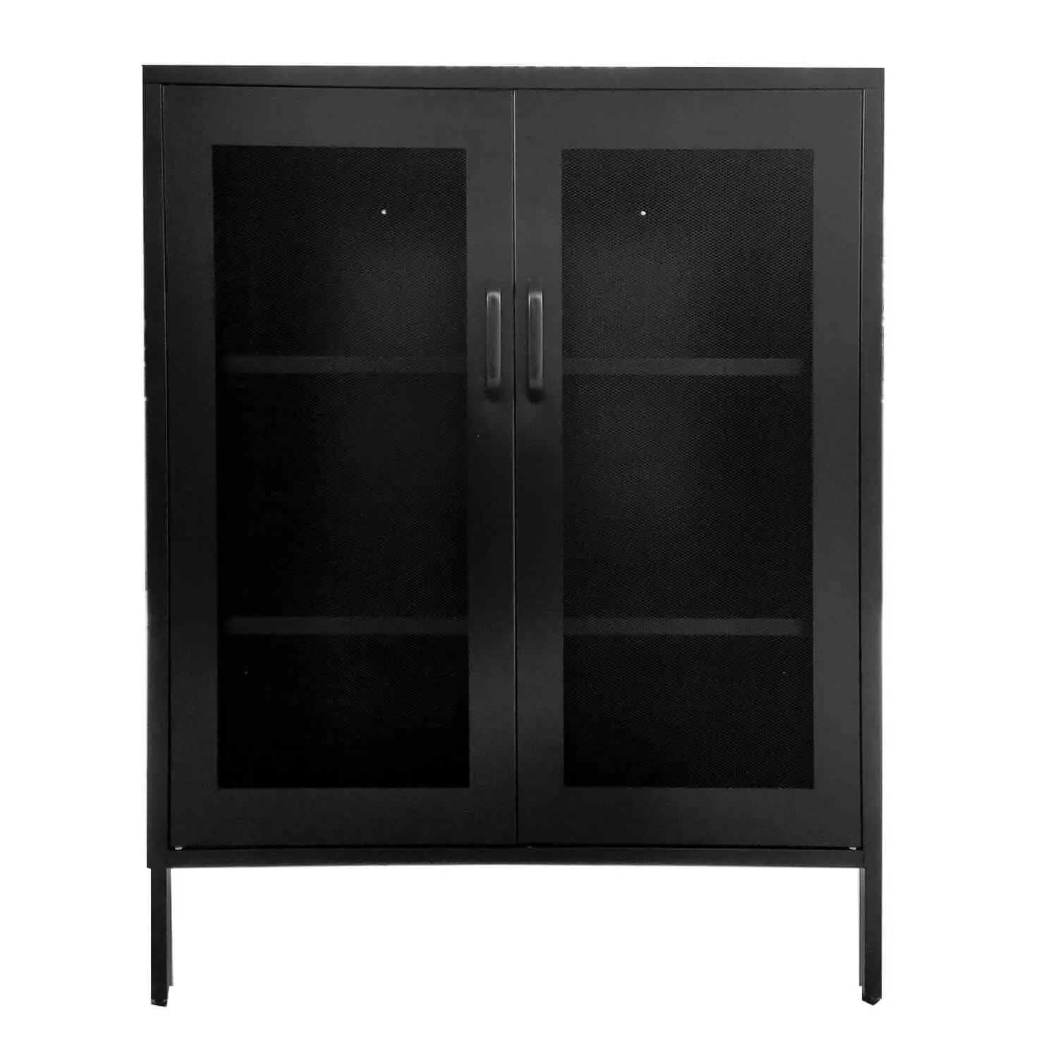 GABINETE PUERTAS DE MALLA METALICA CON REPISAS COLOR NEGRO MOBITAT - 1