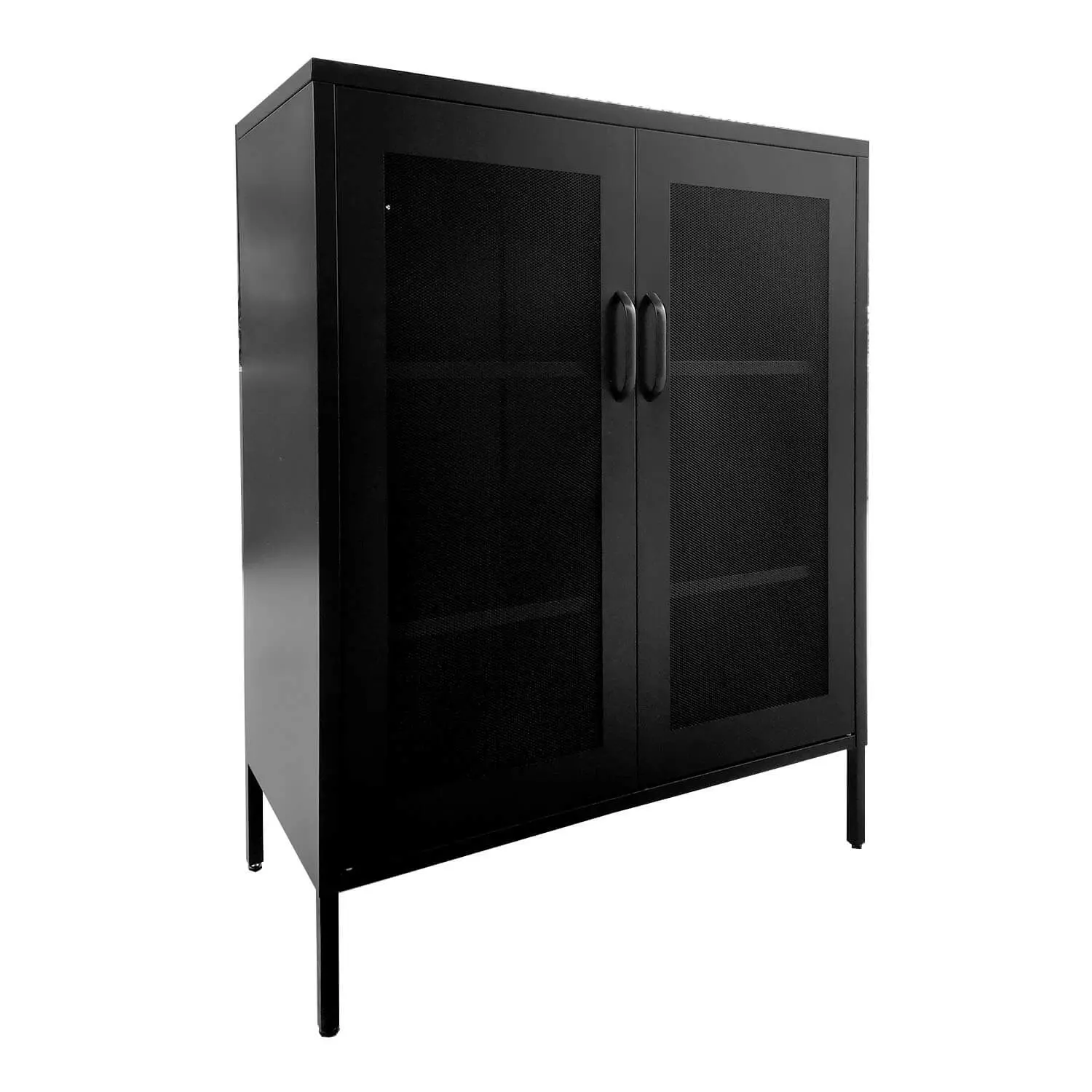 GABINETE PUERTAS DE MALLA METALICA CON REPISAS COLOR NEGRO MOBITAT - 3