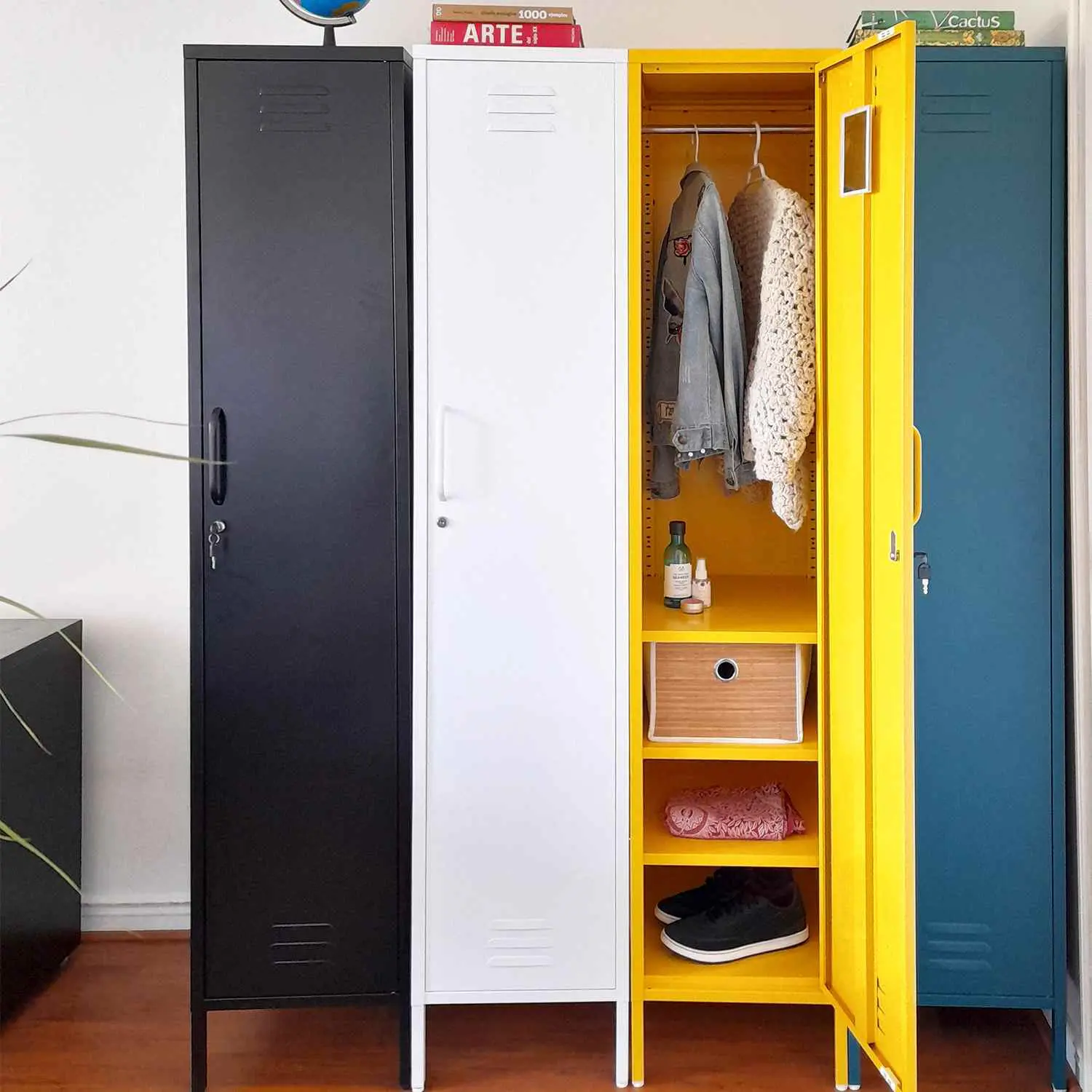 LOCKER CASA METALICO CON LLAVE REPISAS REGULABLES Y COLGADOR COLOR VERDE PETROLEO MOBITAT - 6