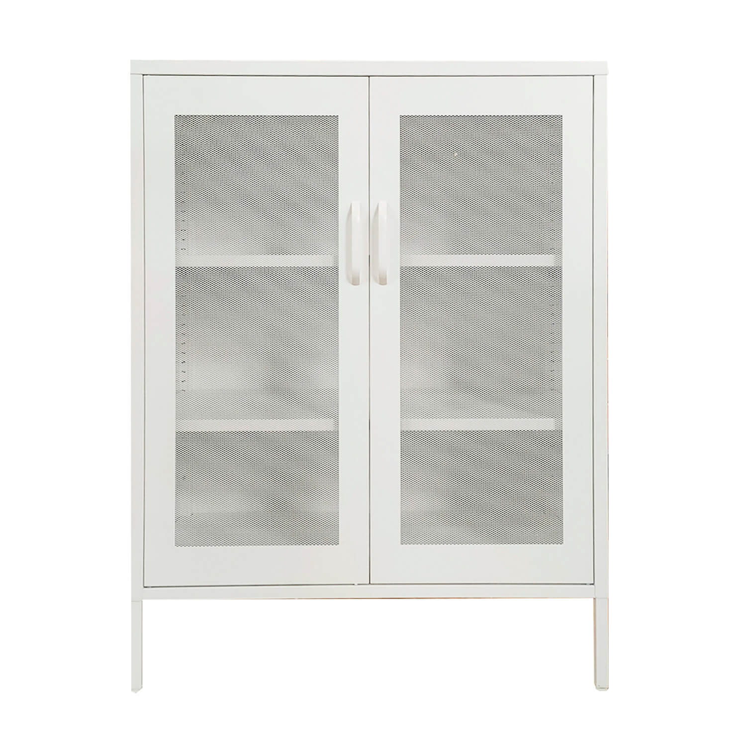 GABINETE PUERTAS DE MALLA METALICA CON REPISAS COLOR BLANCO MOBITAT - 1