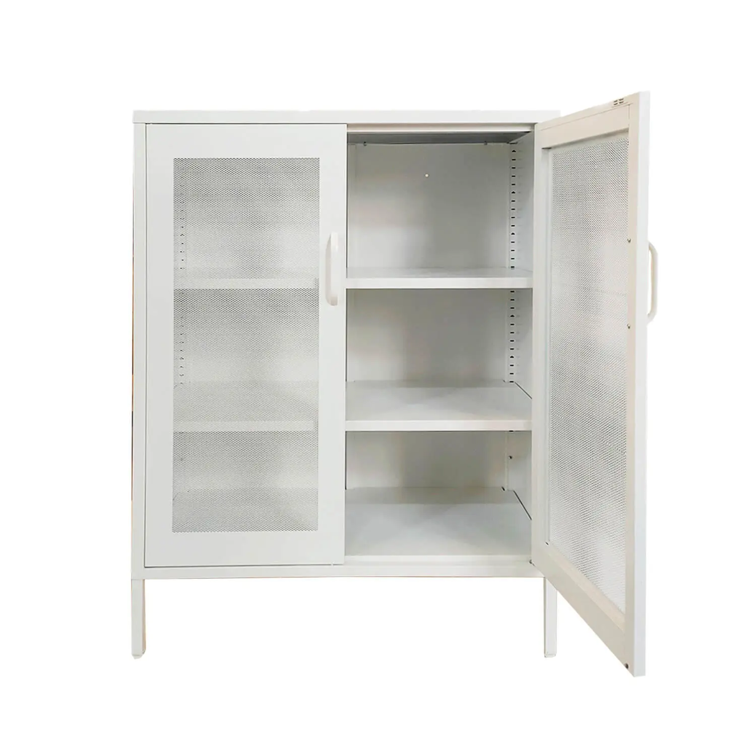 GABINETE PUERTAS DE MALLA METALICA CON REPISAS COLOR BLANCO MOBITAT - 2