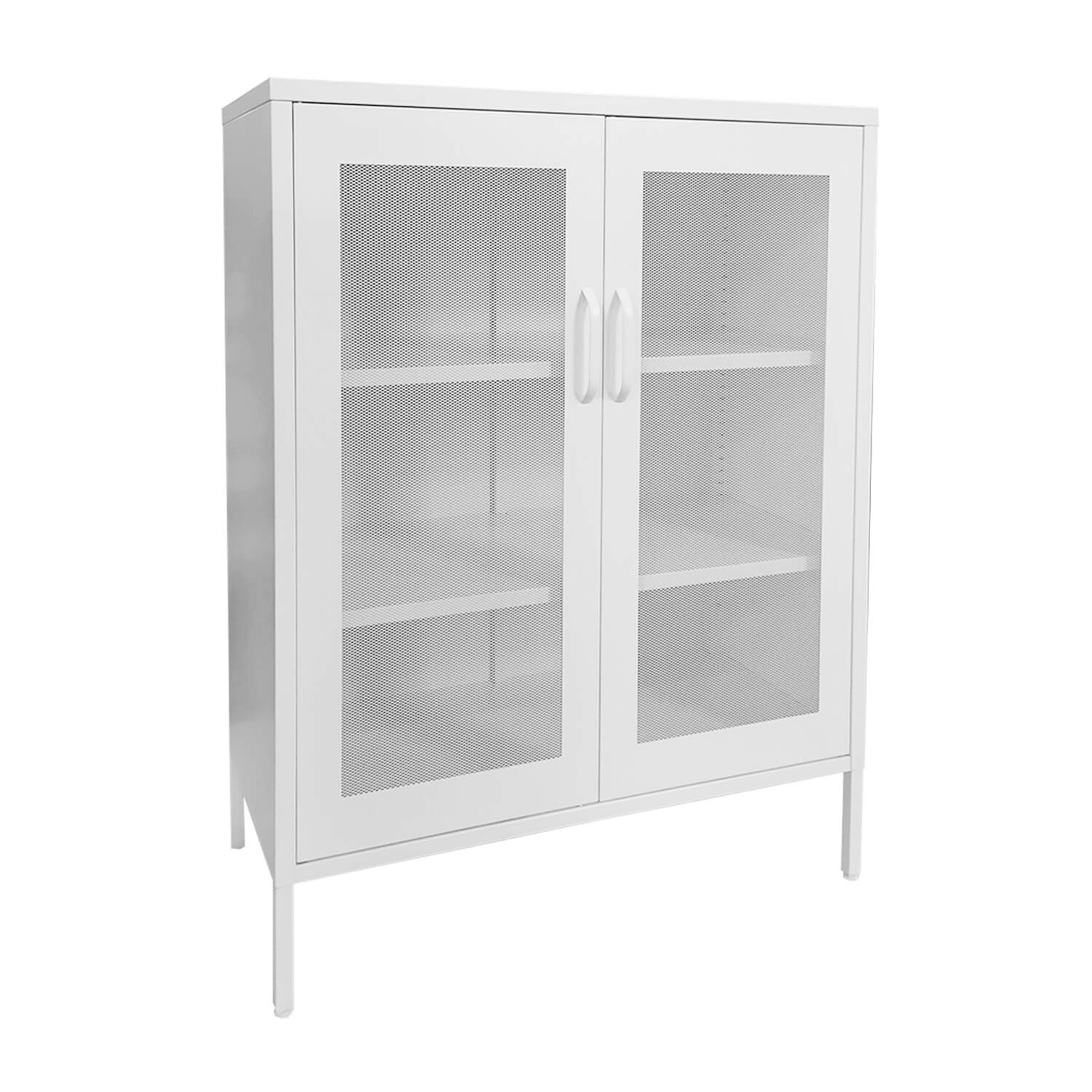 GABINETE PUERTAS DE MALLA METALICA CON REPISAS COLOR BLANCO MOBITAT - 3