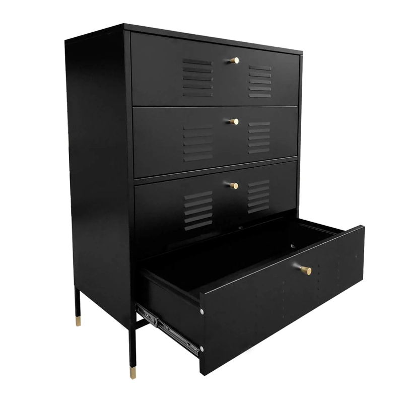 COMODA 4 CAJONES METALICA EN COLOR NEGRO MOBITAT - 2