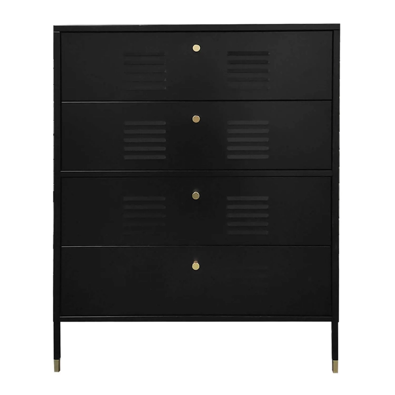COMODA 4 CAJONES METALICA EN COLOR NEGRO MOBITAT - 3