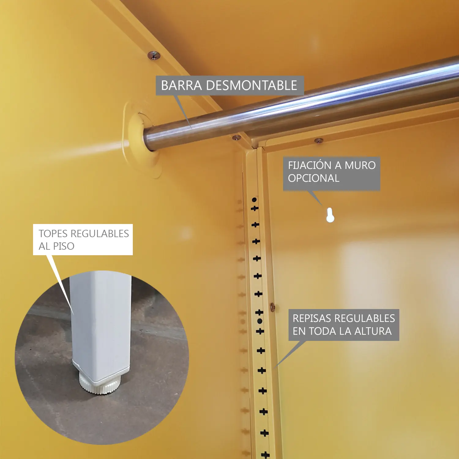 LOCKER CASA METALICO CON LLAVE REPISAS REGULABLES Y COLGADOR COLOR BLANCO MOBITAT - 7