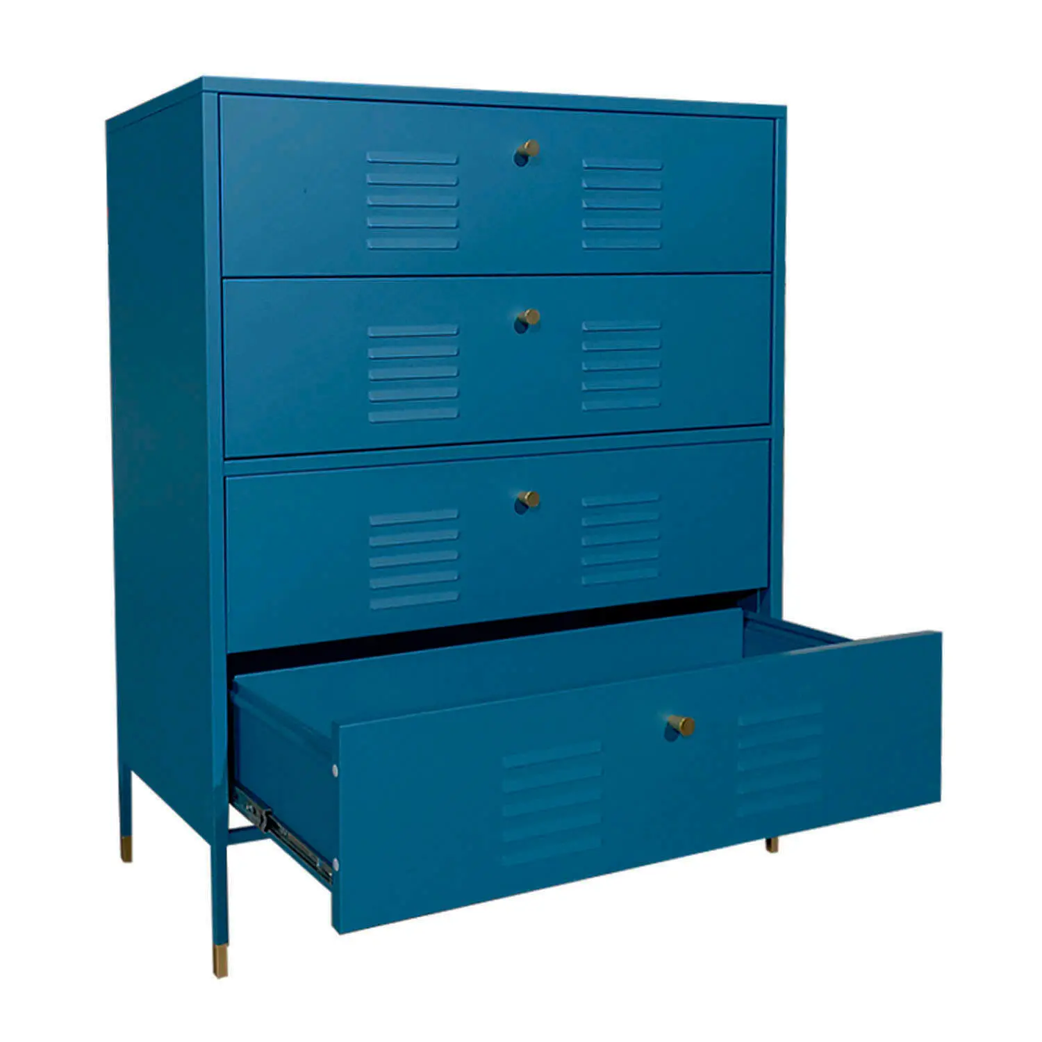 COMODA 4 CAJONES METALICA COLOR VERDE PETROLEO MOBITAT - 2