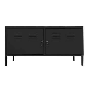 GABINETE RACK METALICO NEGRO 2 PUERTAS CON REPISAS MOBITAT - 1