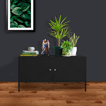 GABINETE RACK METALICO NEGRO 2 PUERTAS CON REPISAS MOBITAT - 2