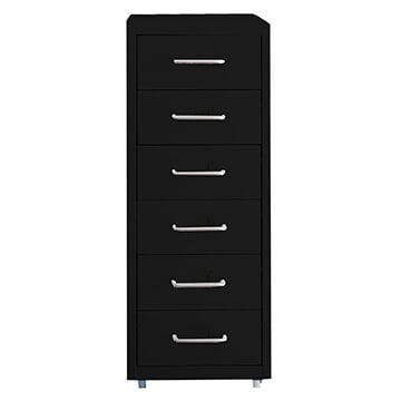 CAJONERA METALICA NEGRA DE 6 CAJONES CON RUEDAS - 1
