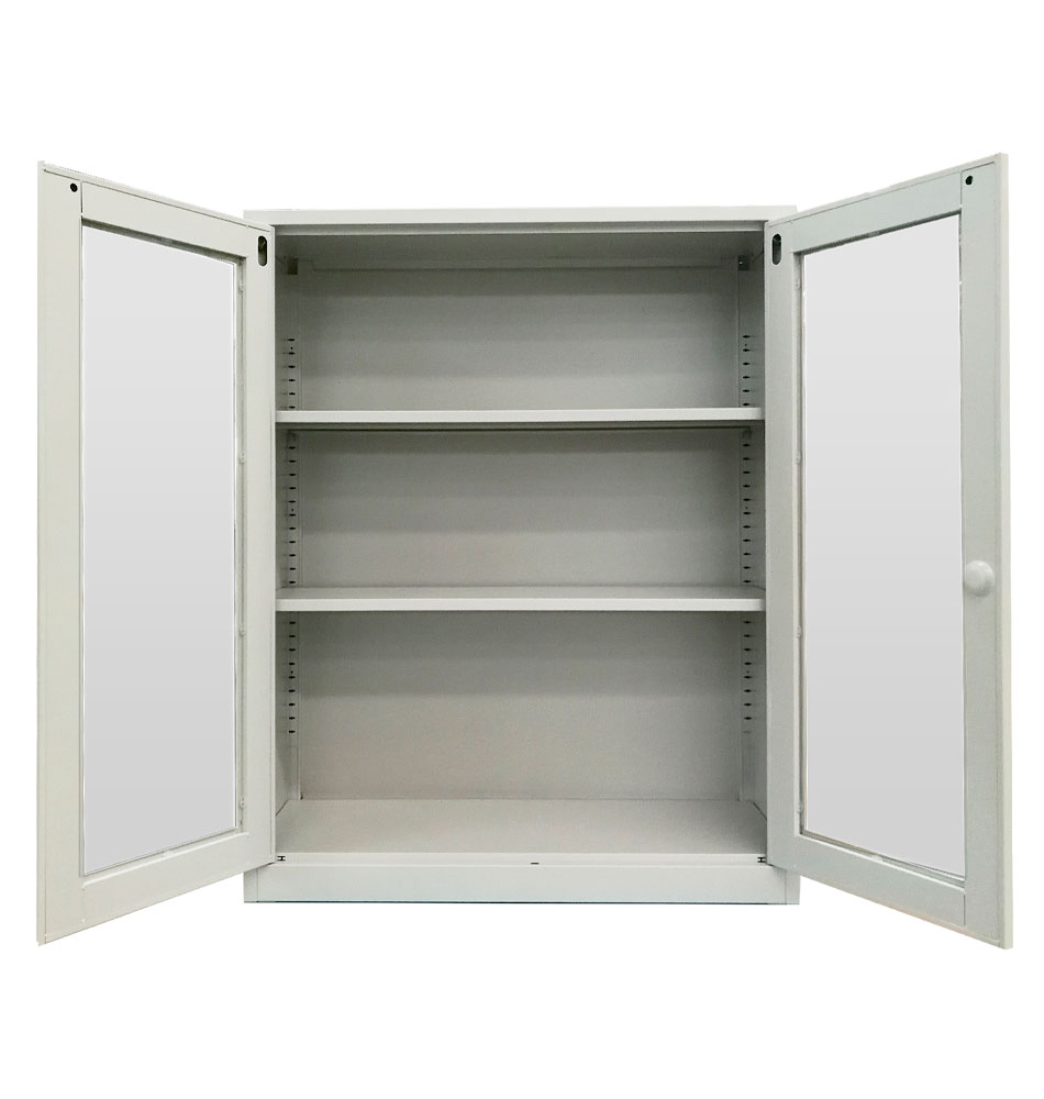 MUEBLE METALICO CON PUERTAS DE VIDRIO Y REPISAS REGULABLES EQUIMET - 2