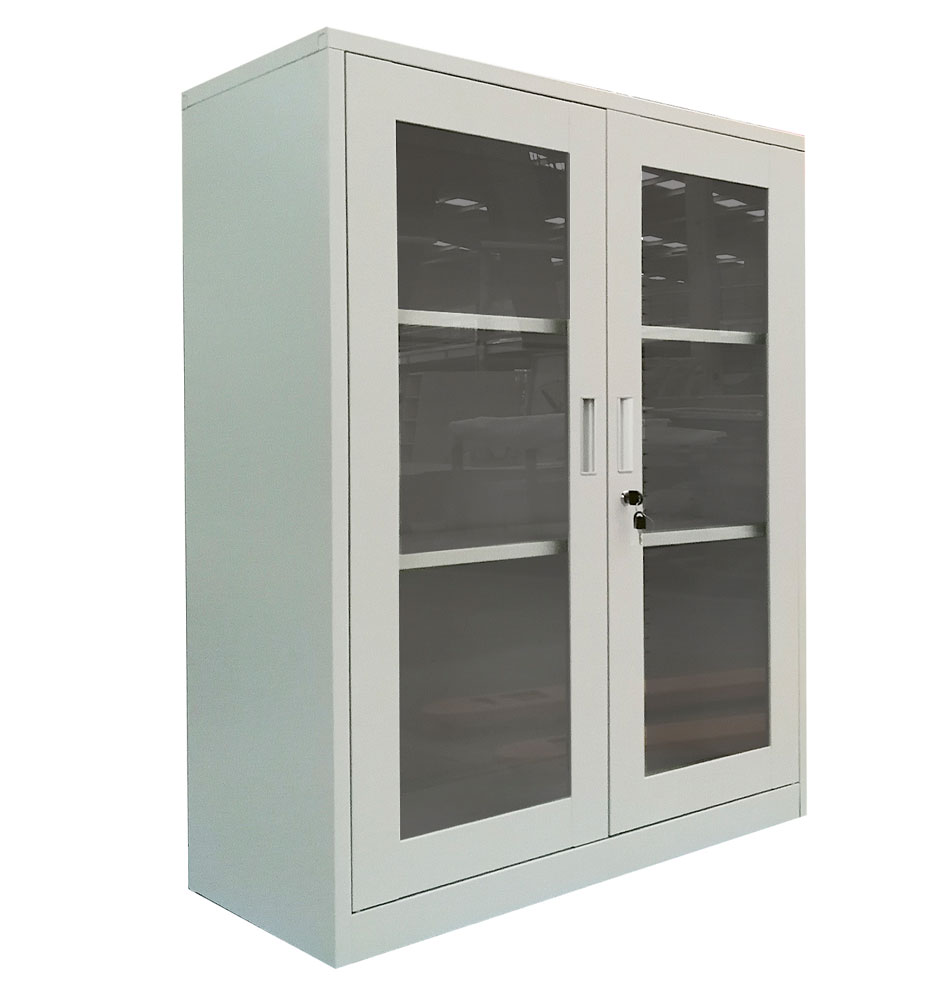 MUEBLE METALICO CON PUERTAS DE VIDRIO Y REPISAS REGULABLES EQUIMET - 3