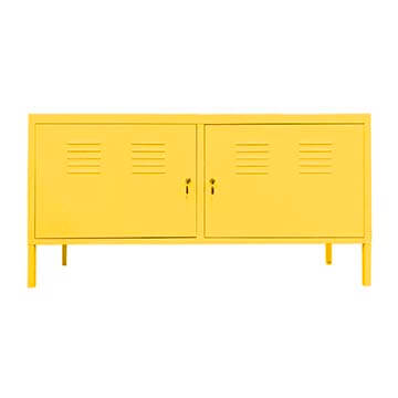 GABINETE RACK METALICO AMARILLO 2 PUERTAS CON REPISAS MOBITAT - 1