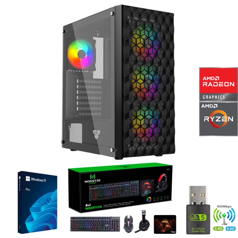 PC GAMER AMD RYZEN 5 5500 - 16GB RAM - RX 7600 - 1TB - WIFI - TNM01 - 3