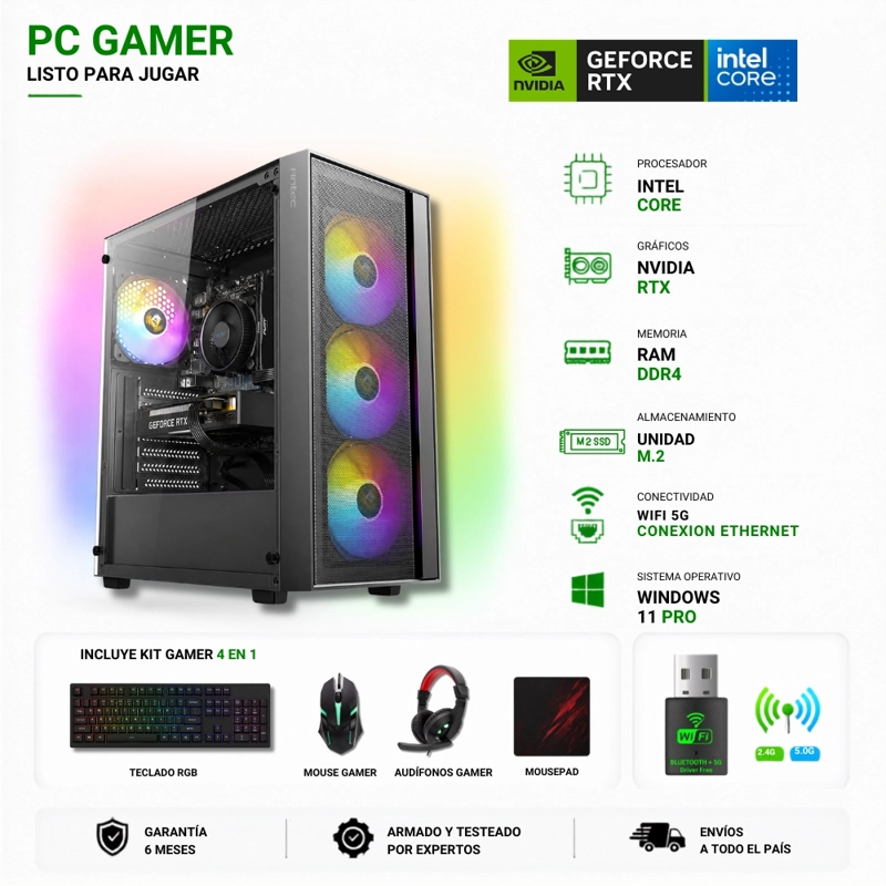 PC GAMER INTEL I5-12400F - 16GB - RTX 5060 - 1TB - WIFI - AX65 - 1