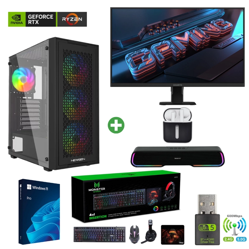 PC GAMER AMD RYZEN 7 5700X - 32GB - RTX 5060TI - 2TB ( PARLANTE + MONITOR 27' + AUDIFONOS) TNM01