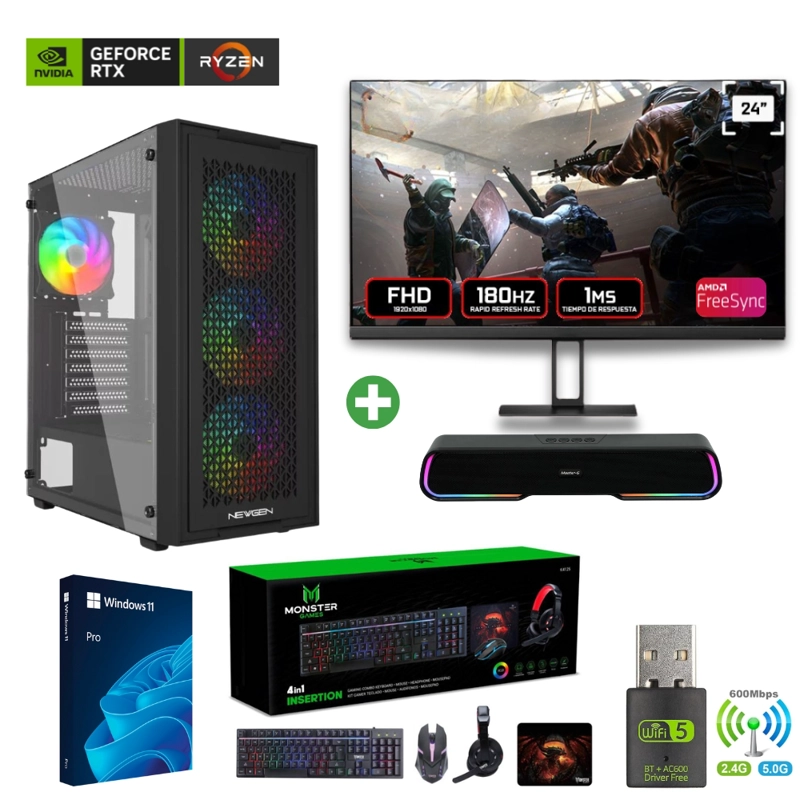 PC GAMER AMD RYZEN 7 5800XT - 16GB - RTX 5060TI - 1TB ( PARLANTE + MONITOR 24' )TNM01 - 1