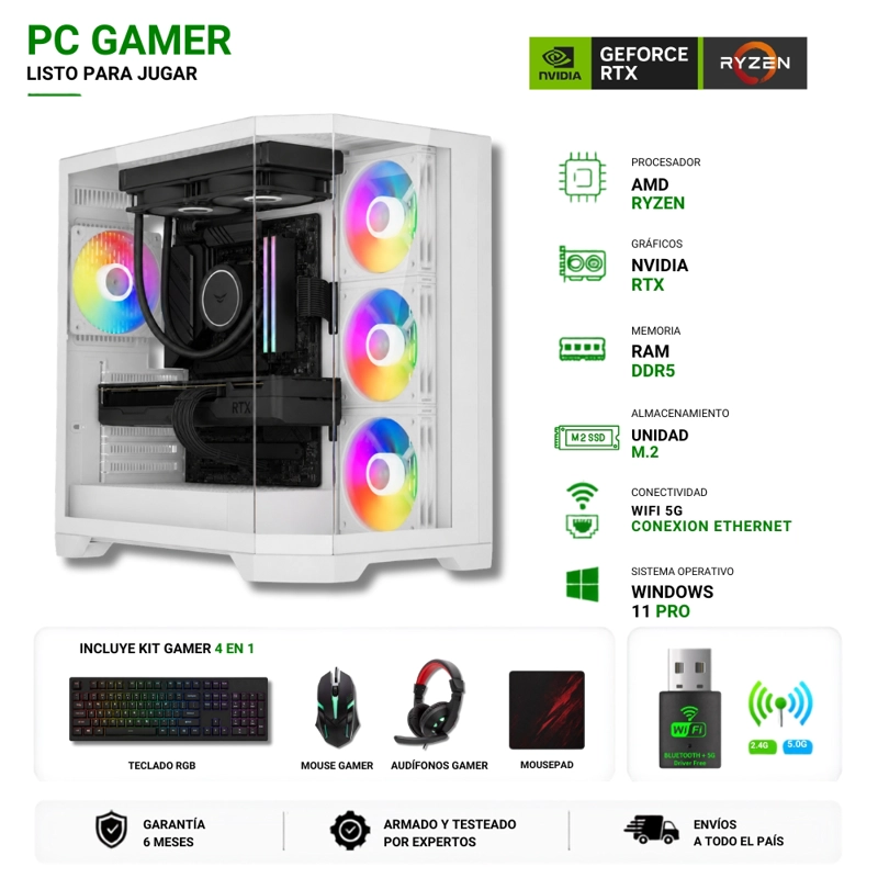 PC GAMER AMD RYZEN 7 7800X3D - 32GB - RTX 5070 - 2TB - S530-WHITE