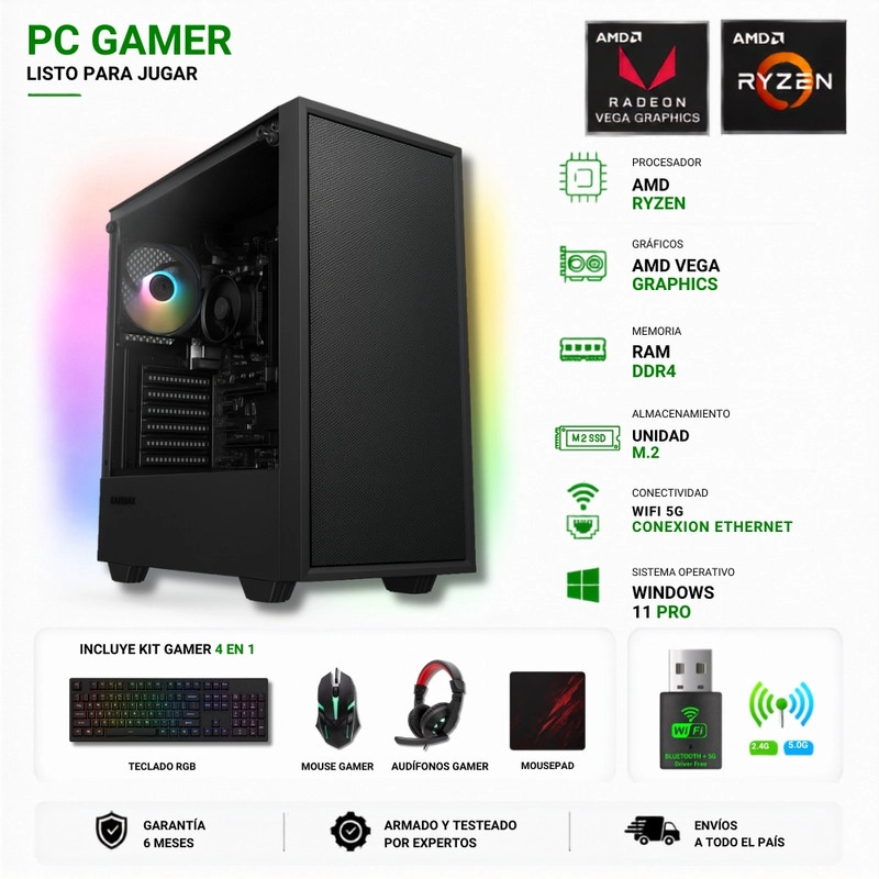 PC GAMER AMD RYZEN 3 3200G + 16GB + VEGA 8 + 1TB + STORM - 1