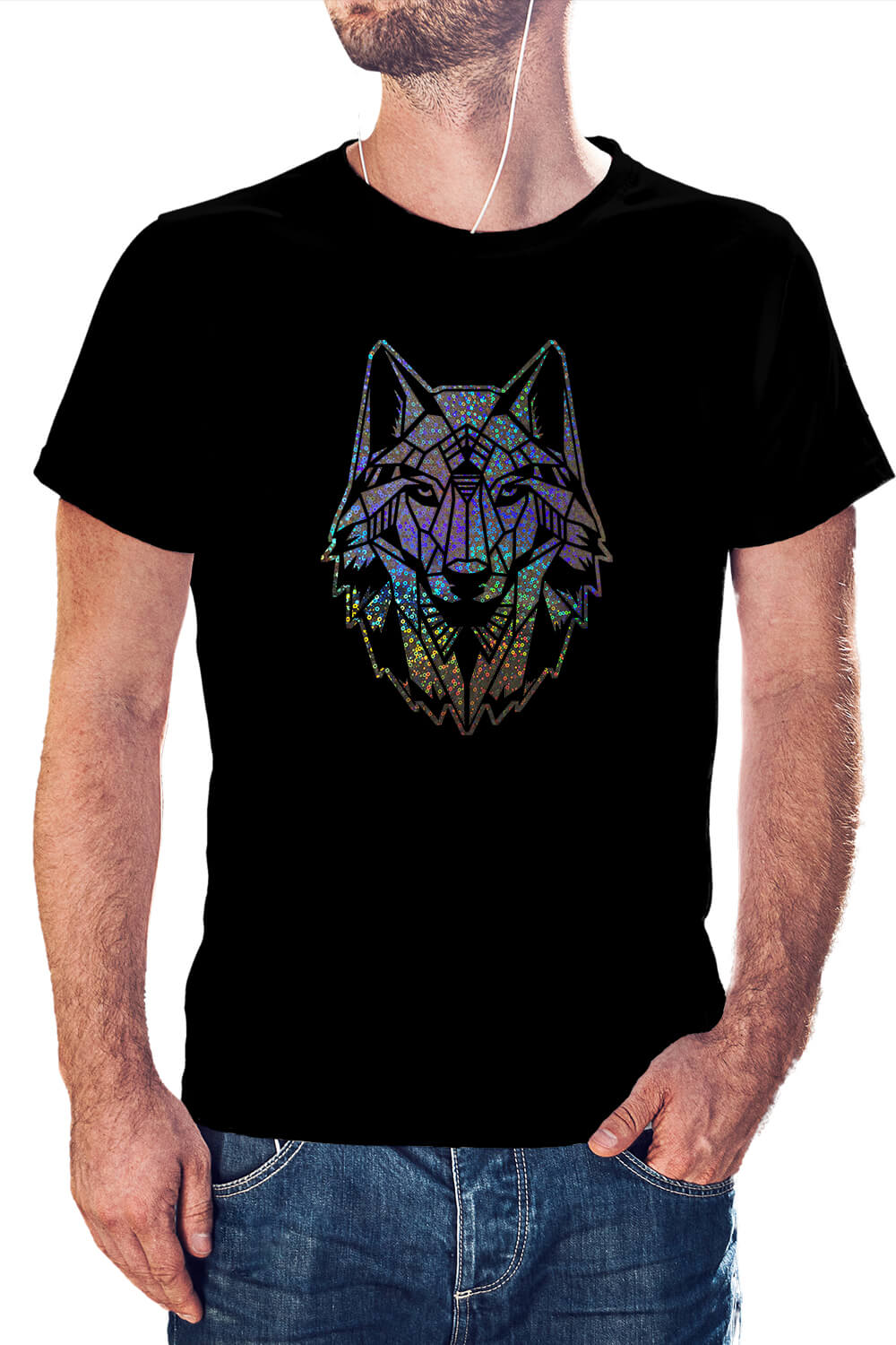 POLERA DISEÑO LOBO HOLOGRÁFICO - 1