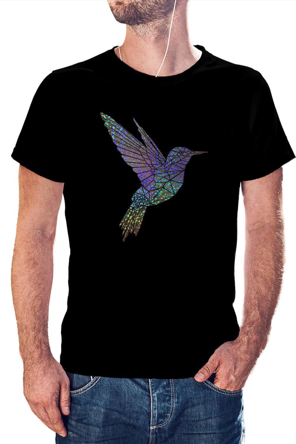 POLERA DISEÑO COLIBRÍ HOLOGRÁFICO - 1