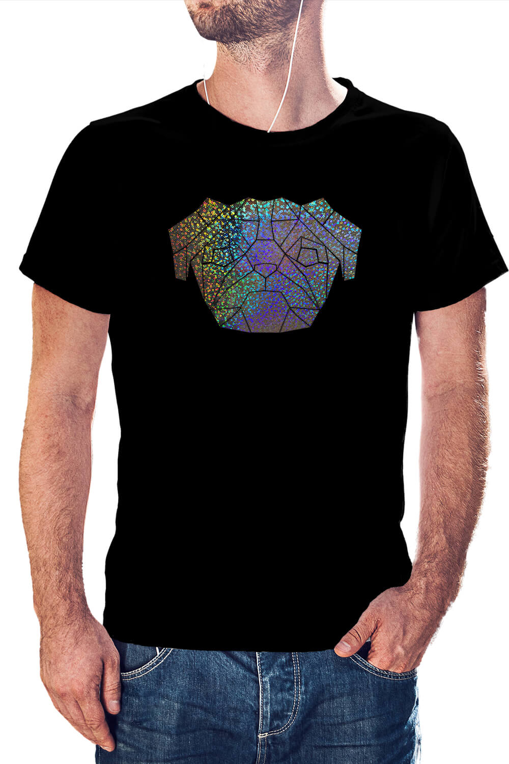 POLERA DISEÑO PERRO PUG HOLOGRÁFICO - 1