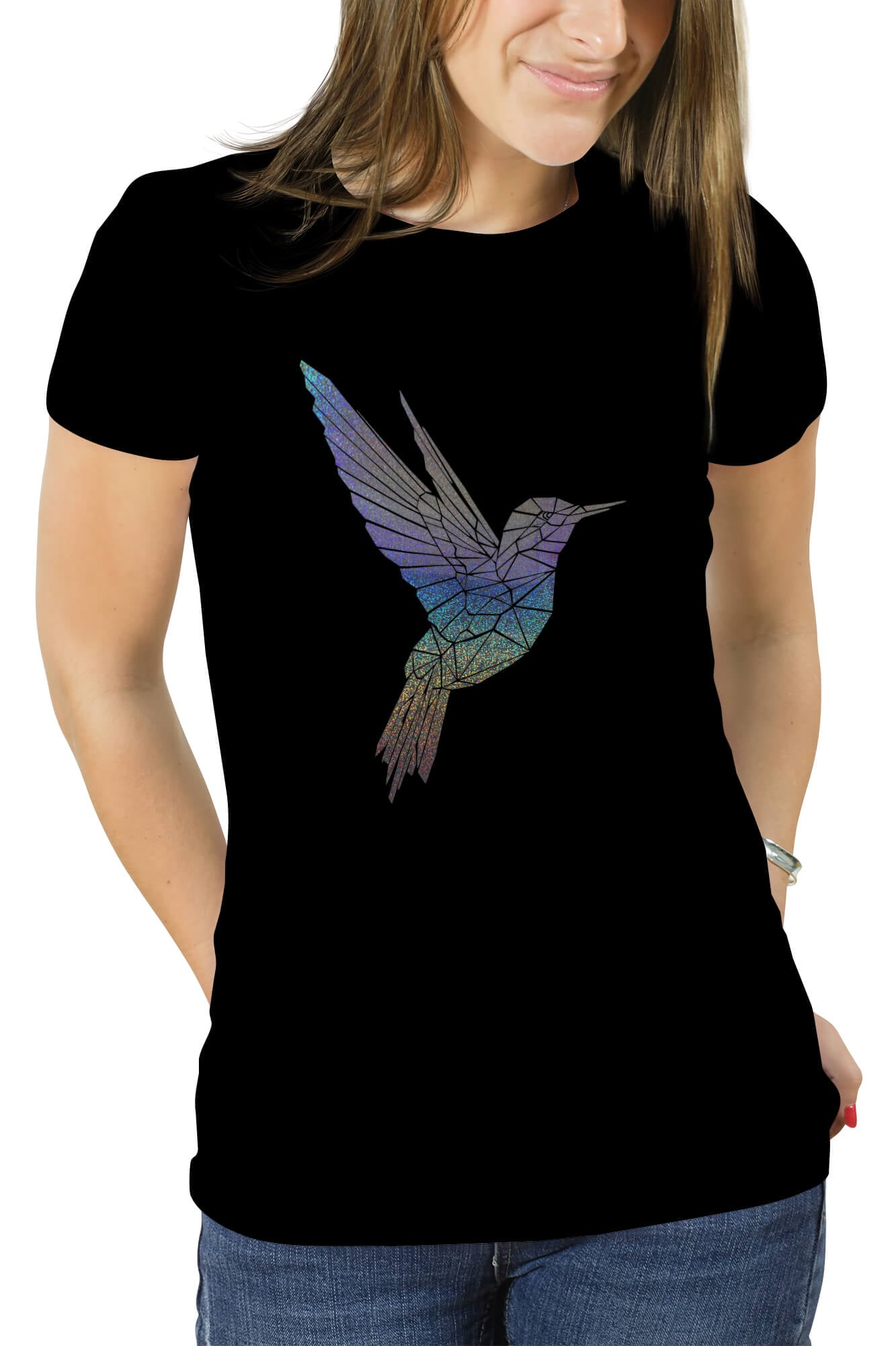 POLERA DISEÑO COLIBRÍ HOLOGRÁFICO - 1
