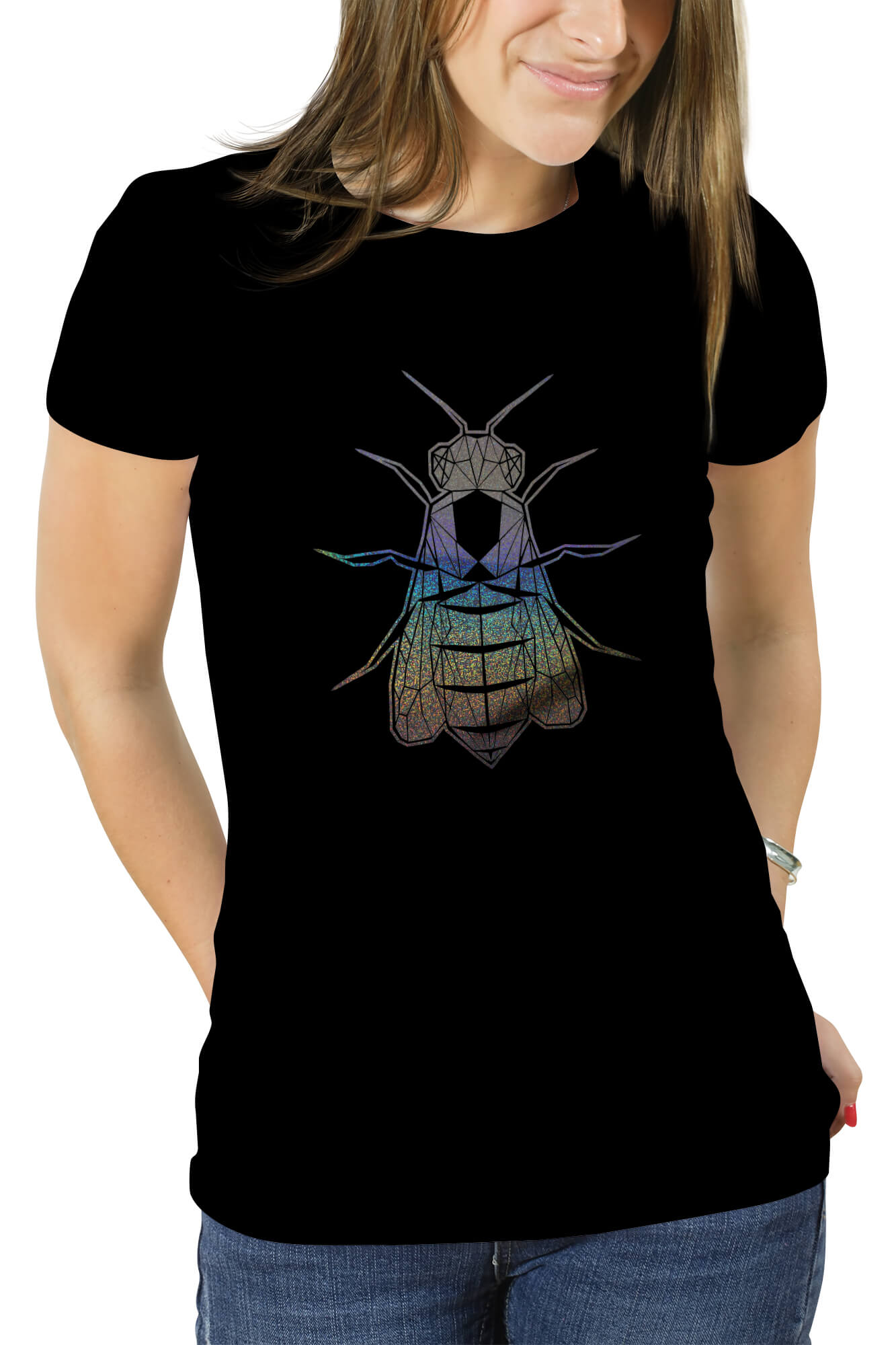 POLERA DISEÑO ABEJA HOLOGRÁFICA - 1