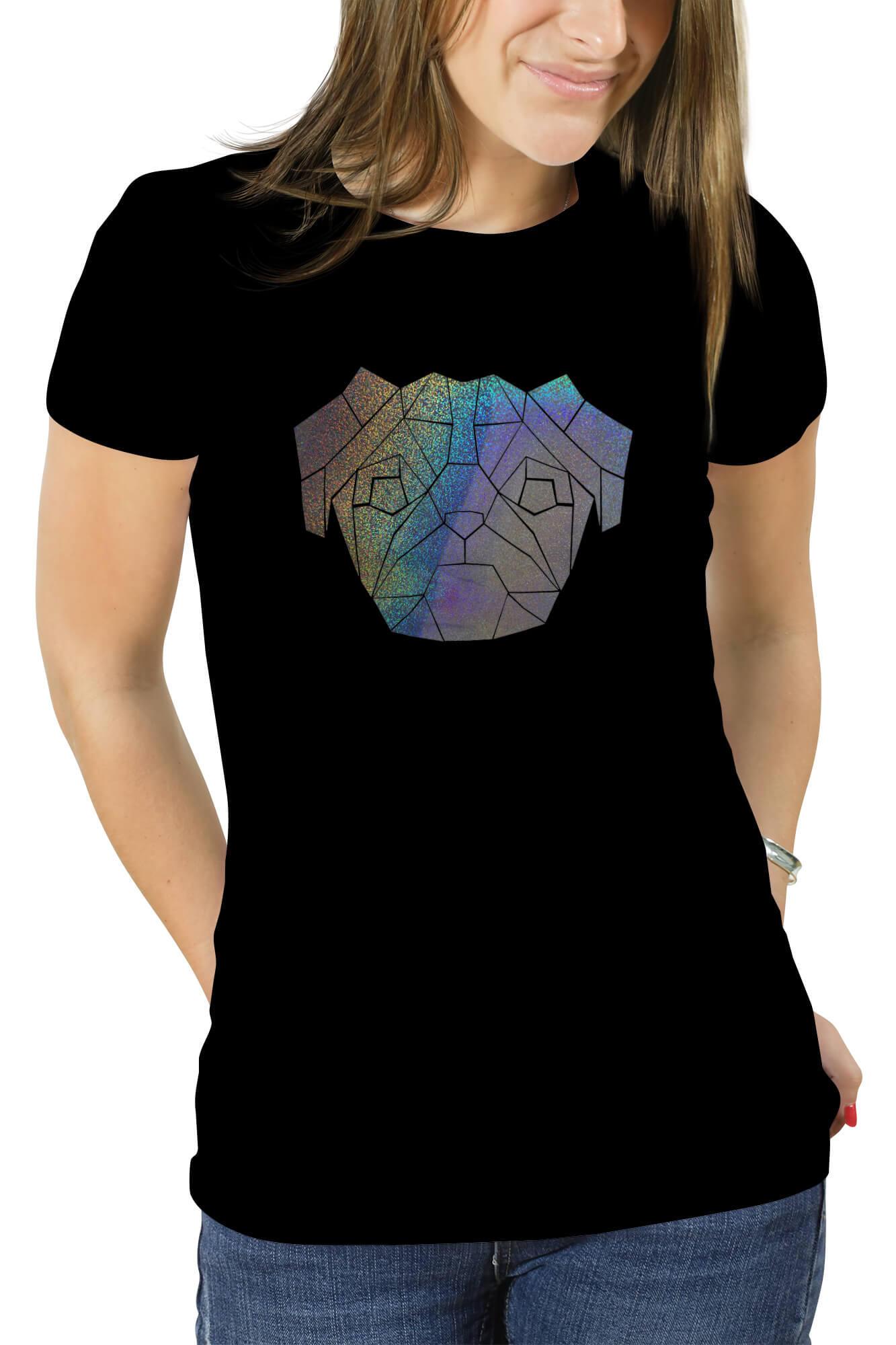 POLERA DISEÑO PERRO PUG HOLOGRÁFICO - 1