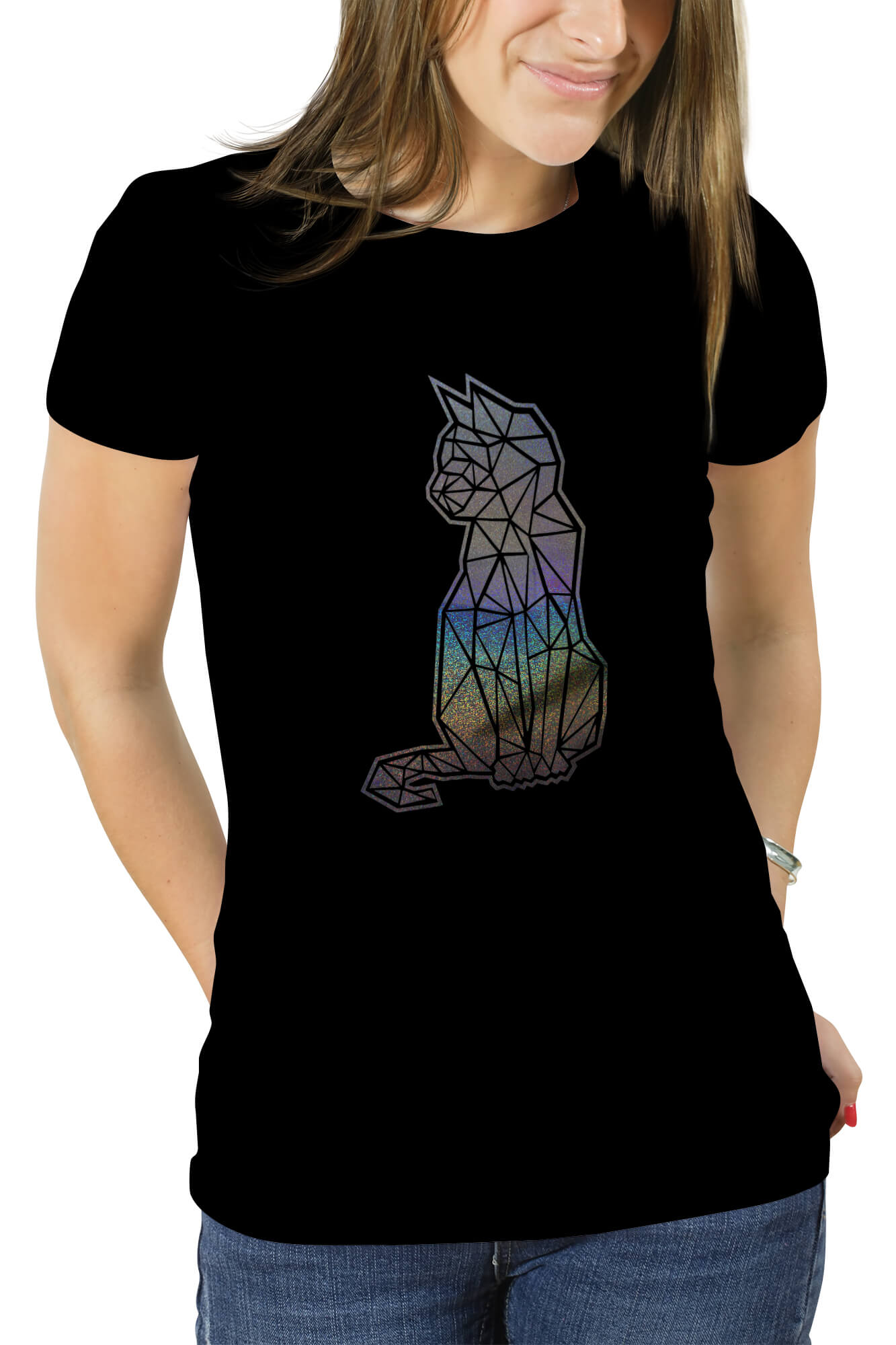 POLERA DISEÑO GATO HOLOGRÁFICO - 1