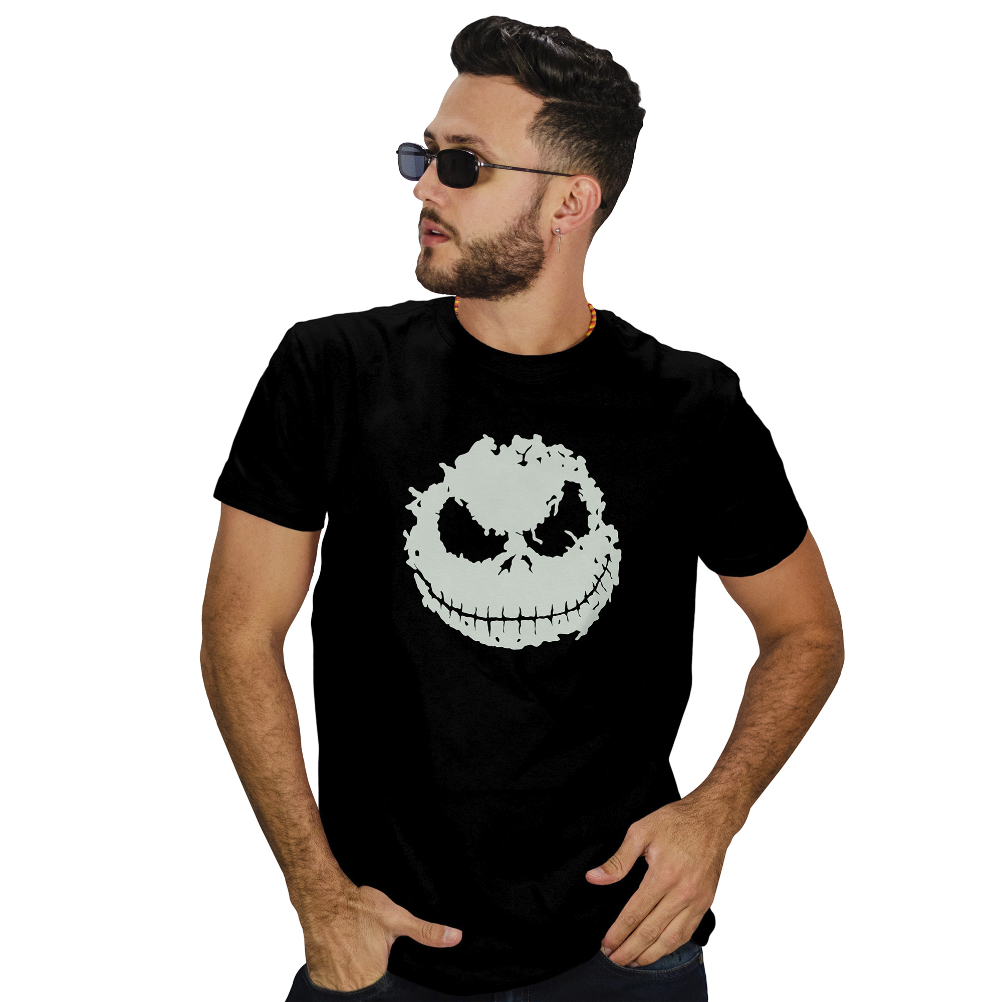 POLERA HOMBRE HALLOWEEN JACK SKELLINGTON FOSFORESCENTE D14 - 1
