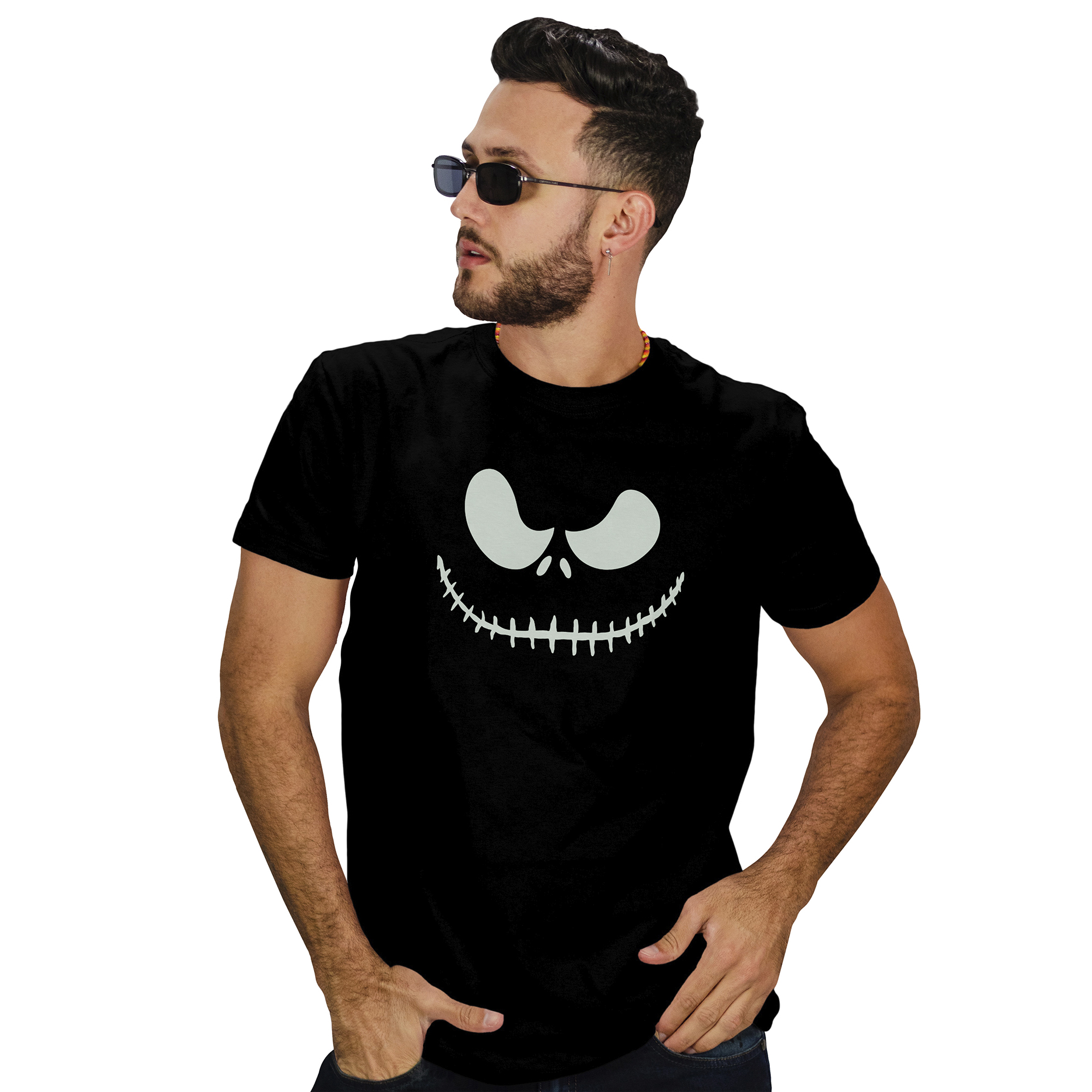 POLERA HOMBRE HALLOWEEN JACK SKELLINGTON FOSFORESCENTE D13 - 1