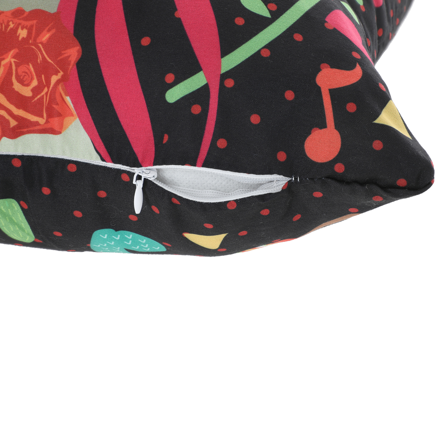 COJÍN SUEÑO BLANCO MAS FUNDA DECORATIVA CATRINA FLORIDA 45 X 45 CM NEGRO - 2