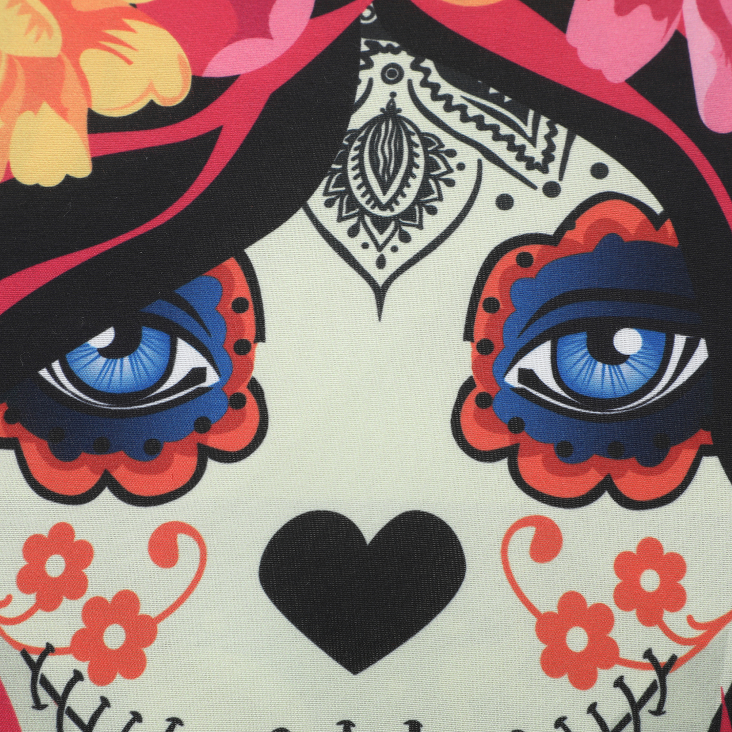 COJÍN SUEÑO BLANCO MAS FUNDA DECORATIVA CATRINA FLORIDA 45 X 45 CM NEGRO - 3