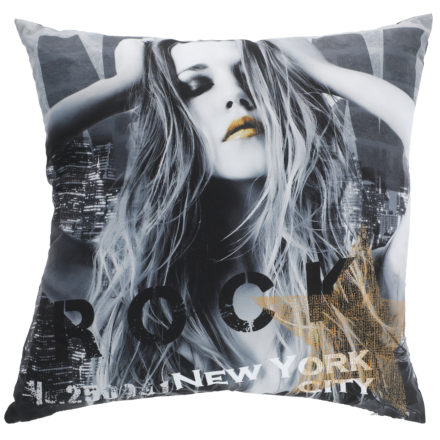 COJÍN SUEÑO BLANCO MAS FUNDA DECORATIVA NEW YORK II 45 X 45 CM NEGRO - 1