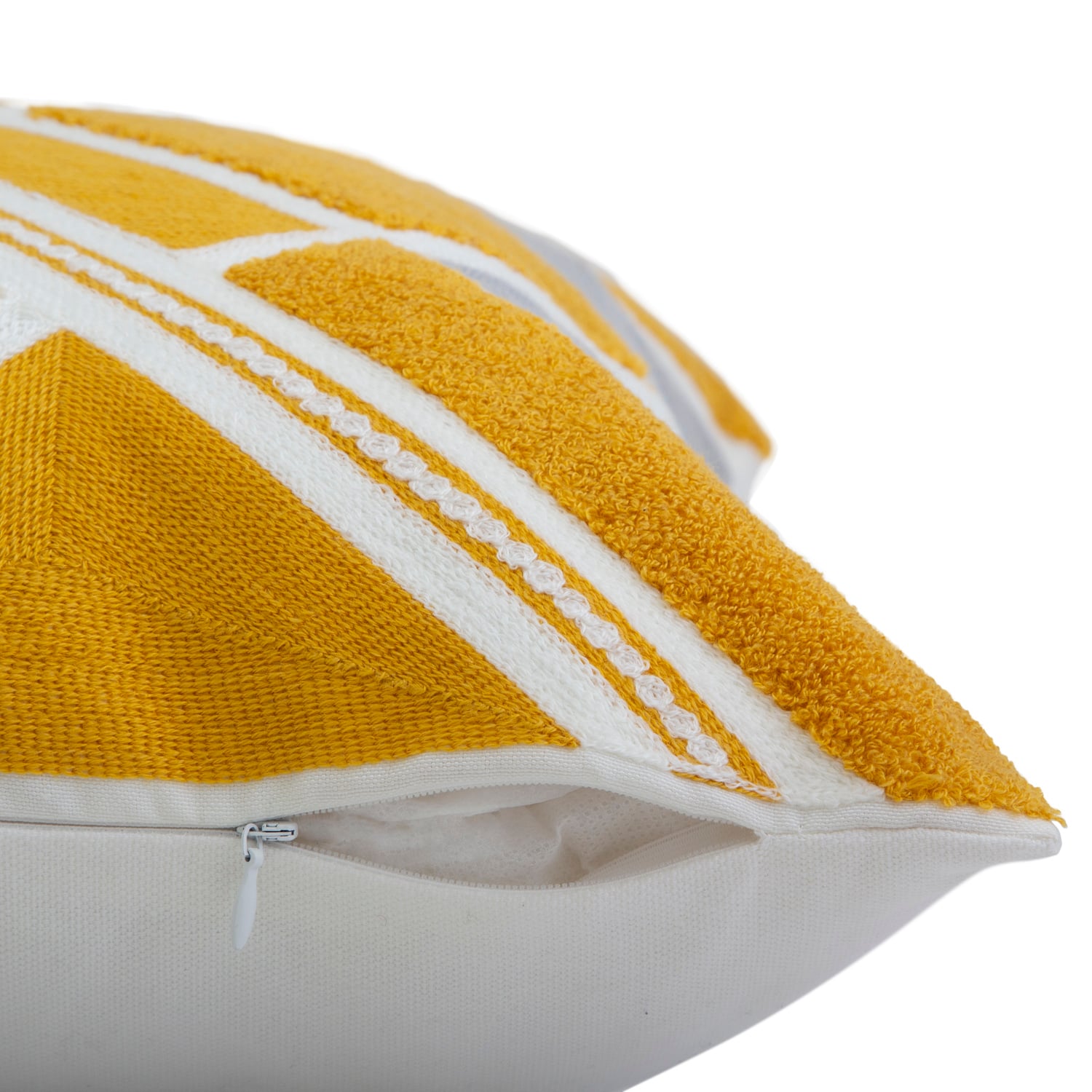 COJÍN SUEÑO BLANCO MAS FUNDA DECORATIVA TEXTURA & PERLA 45 X 45 CM AMARILLO - 2