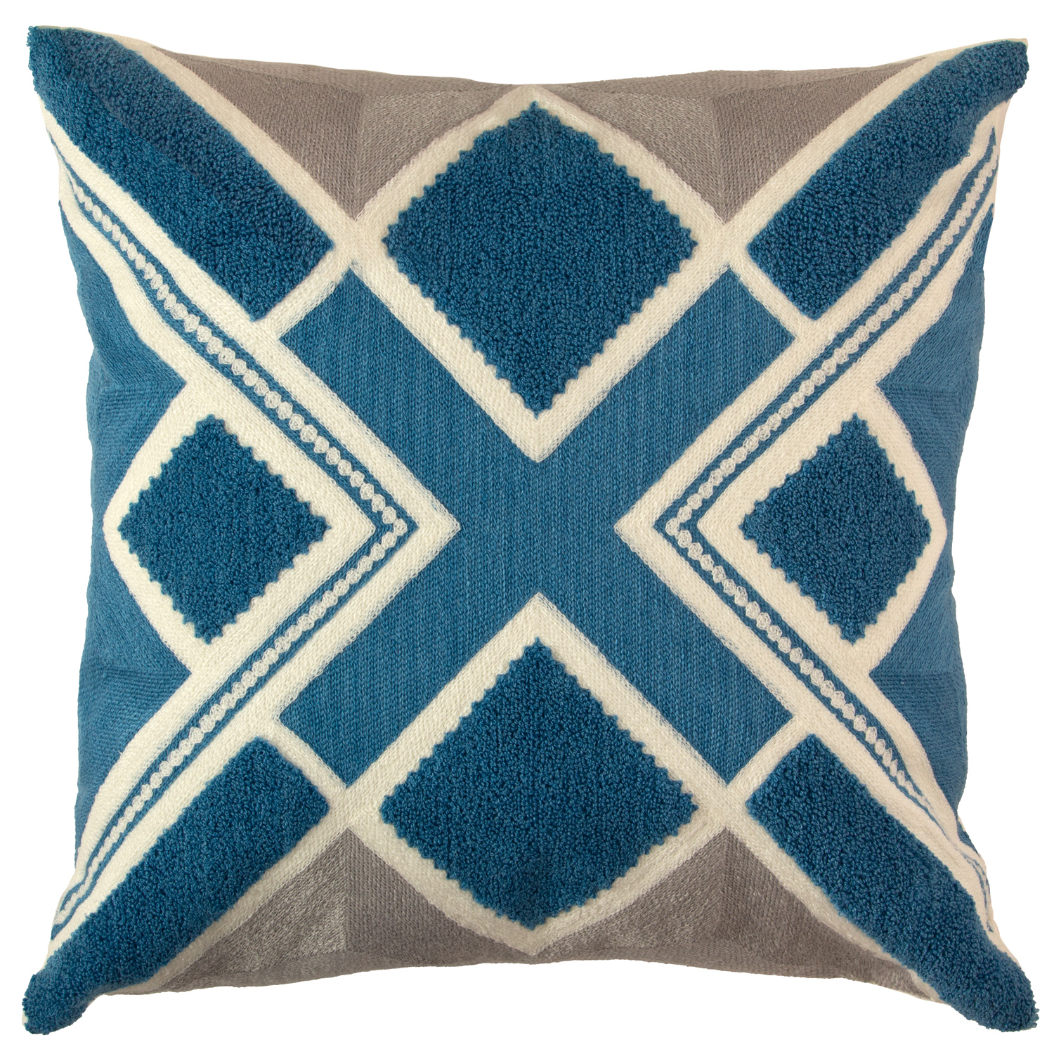COJÍN SUEÑO BLANCO MAS FUNDA DECORATIVA TEXTURA & PERLA 45 X 45 CM AZUL - 1