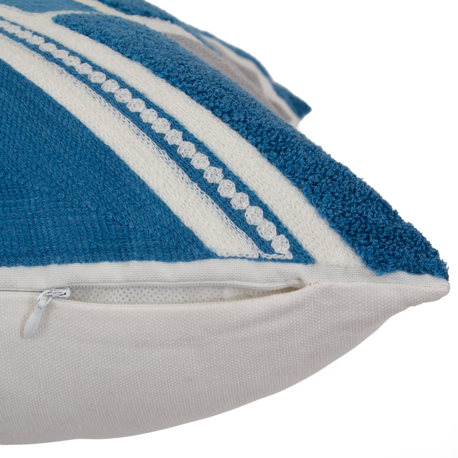 COJÍN SUEÑO BLANCO MAS FUNDA DECORATIVA TEXTURA & PERLA 45 X 45 CM AZUL - 2