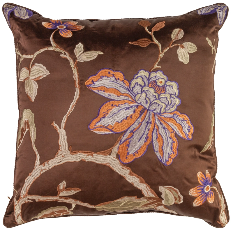 COJÍN SUEÑO BLANCO MAS FUNDA DECORATIVA VERSALLES 45 X 45 CM CAFÉ OSCURO - 1