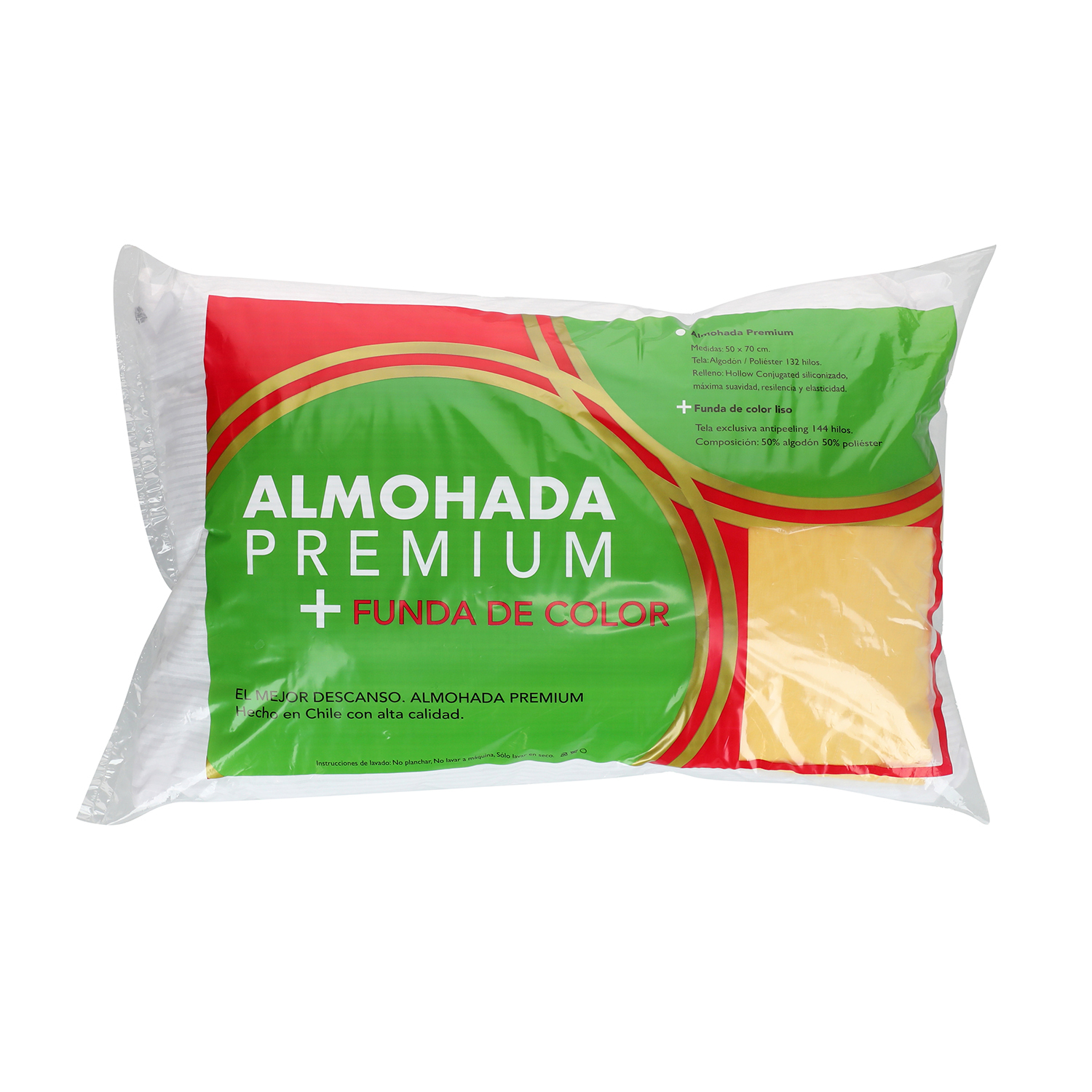 ALMOHADA SUEÑO BLANCO MAS FUNDA 70 X 50 CM AMARILLO - 1