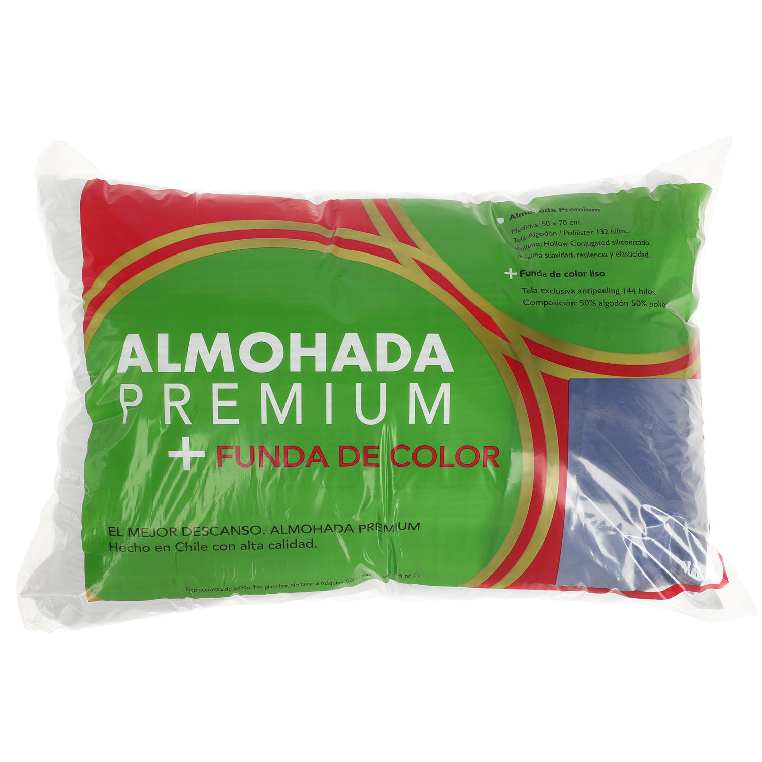 ALMOHADA SUEÑO BLANCO MAS FUNDA 70 X 50 CM AZUL - 1