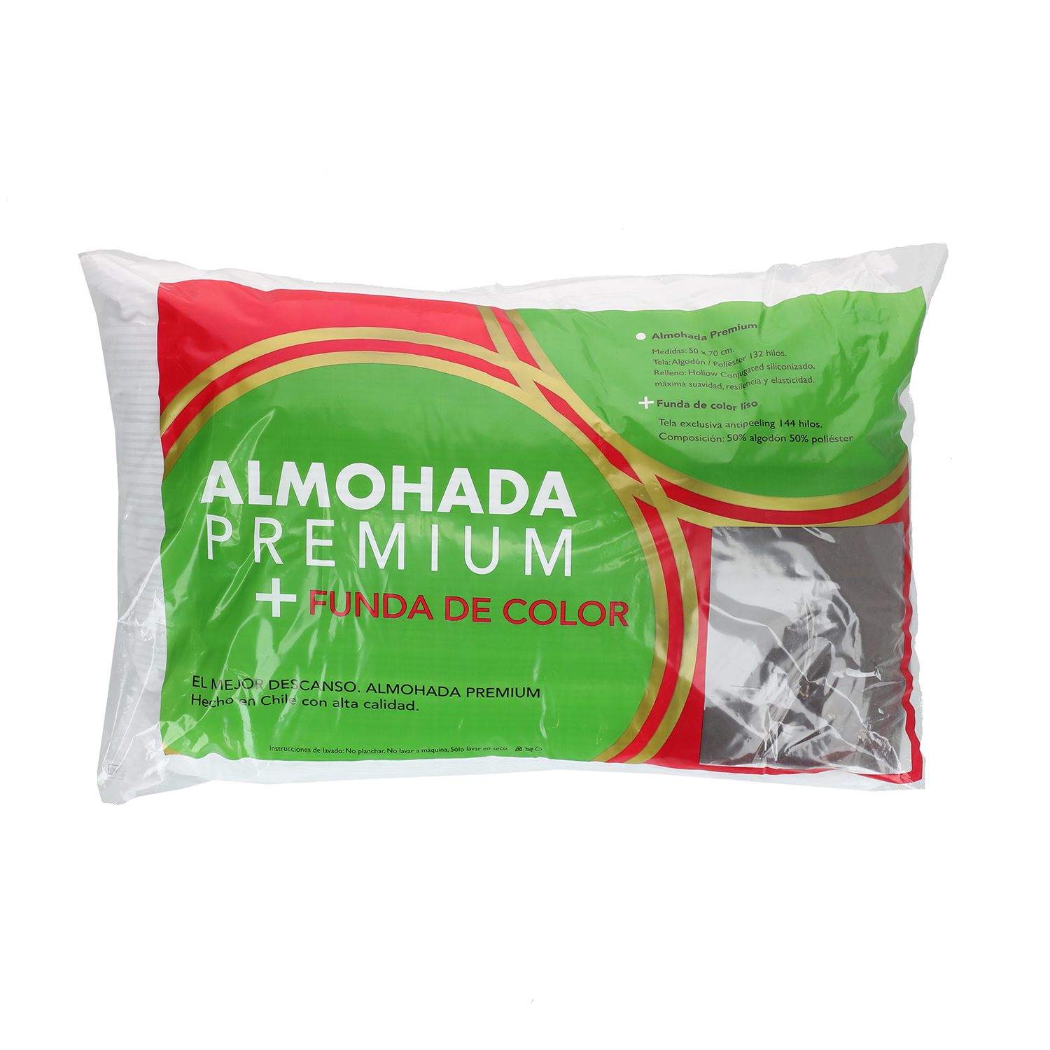 ALMOHADA SUEÑO BLANCO MAS FUNDA 70 X 50 CM CAFÉ - 1