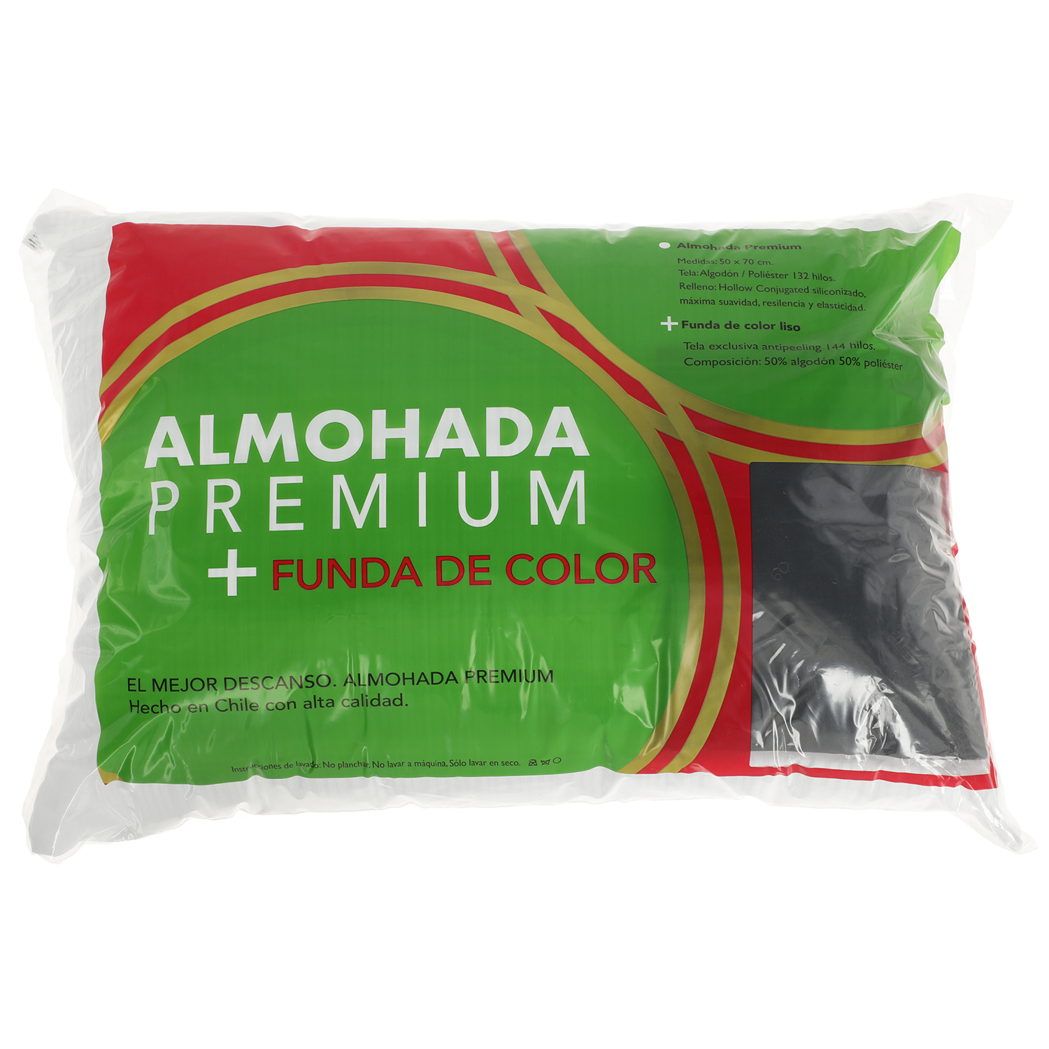 ALMOHADA SUEÑO BLANCO MAS FUNDA 70 X 50 CM NEGRO - 1