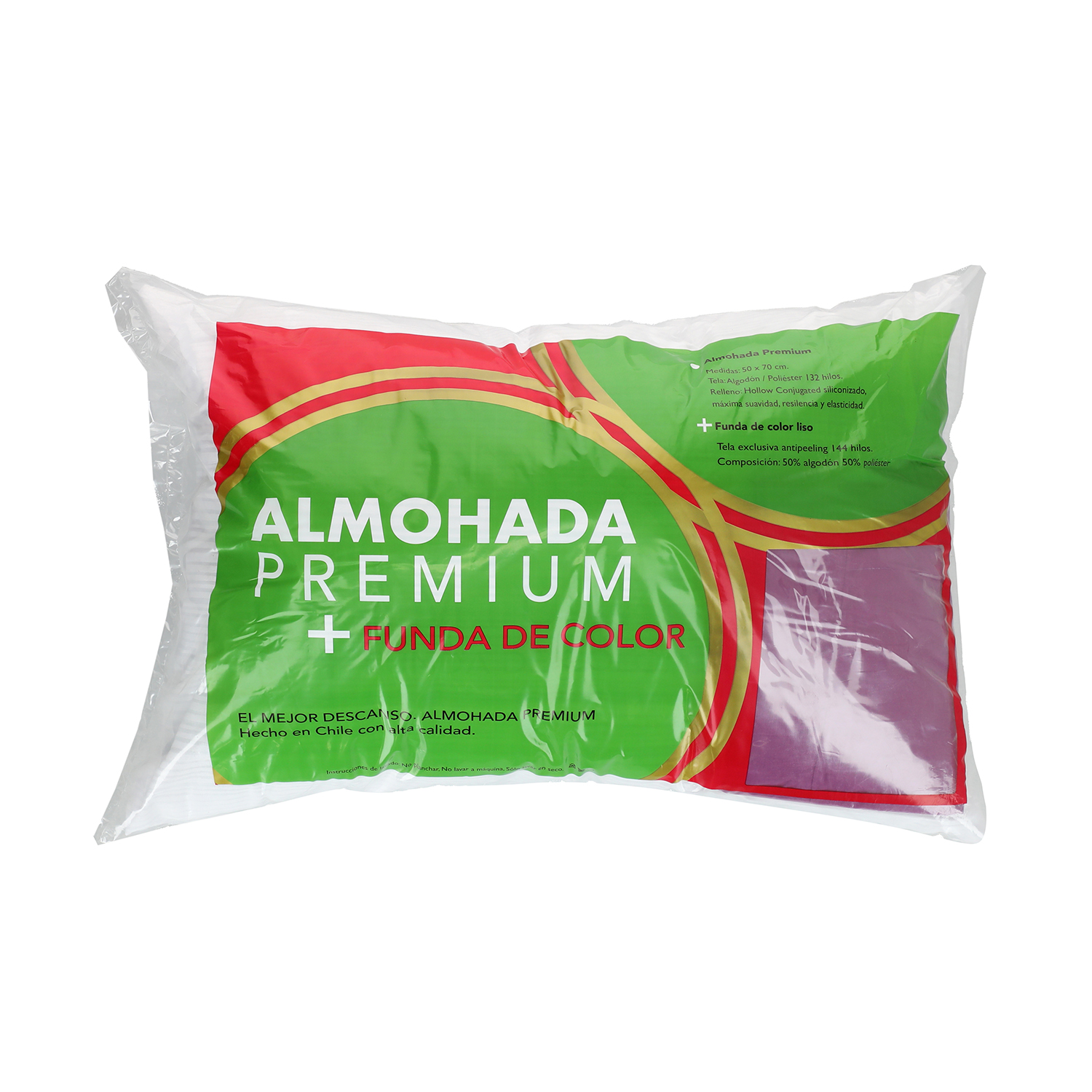 ALMOHADA SUEÑO BLANCO MAS FUNDA OBISPO 70 X 50 CM VIOLETA - 1